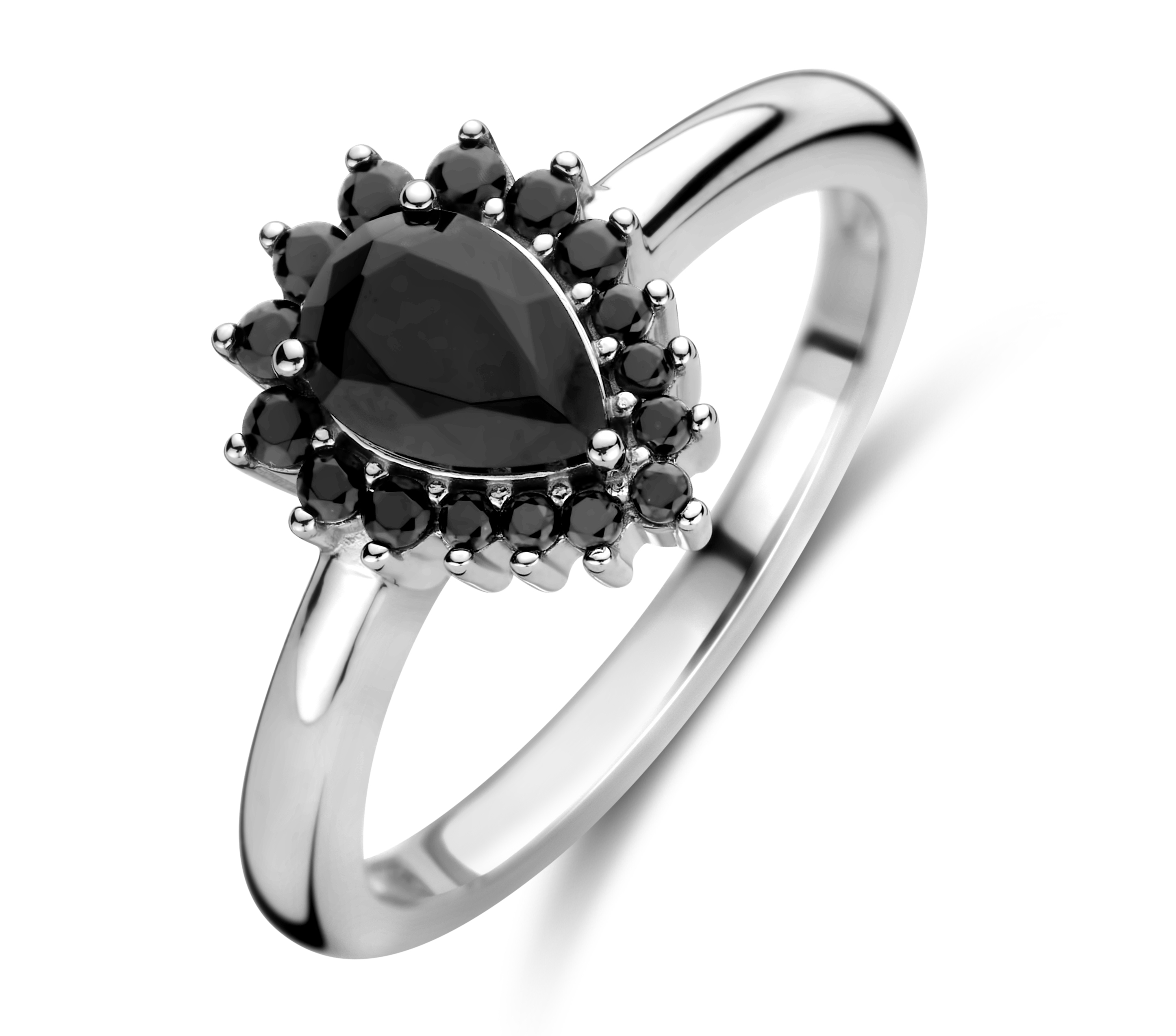 Ring van sterling zilver met zwarte zirkonia SRNR028N