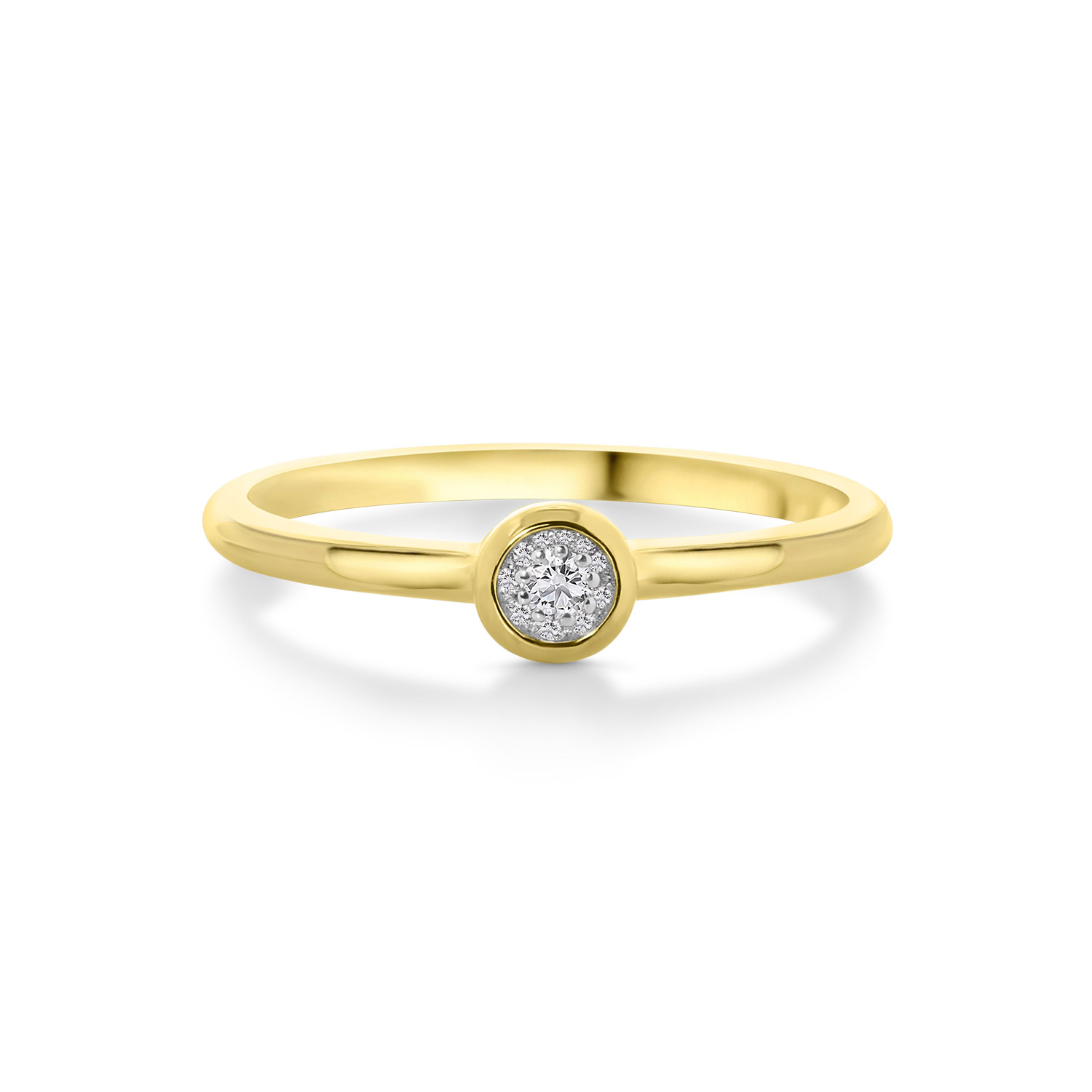 Geelgouden ring rond met diamanten R138-RG66806-Y-