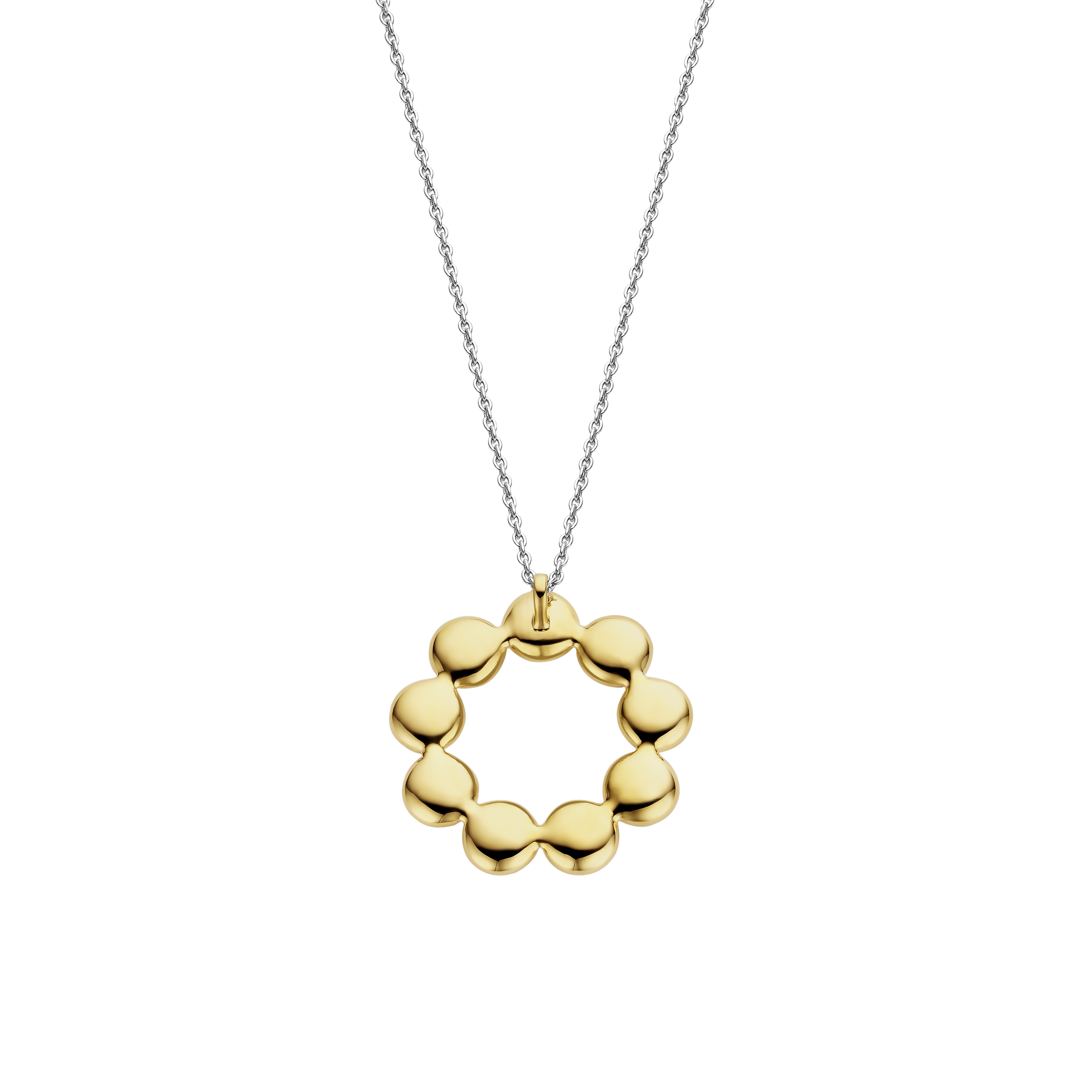 Ketting van gold plated  met parel hanger 34008YP