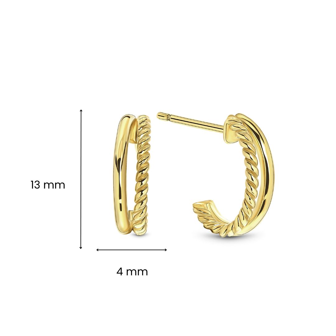 Geelgouden halfcreolen met gedraaid detail E173-01CA799-Y Geelgouden halfcreolen met gedraaid detail E173-01CA799-Y