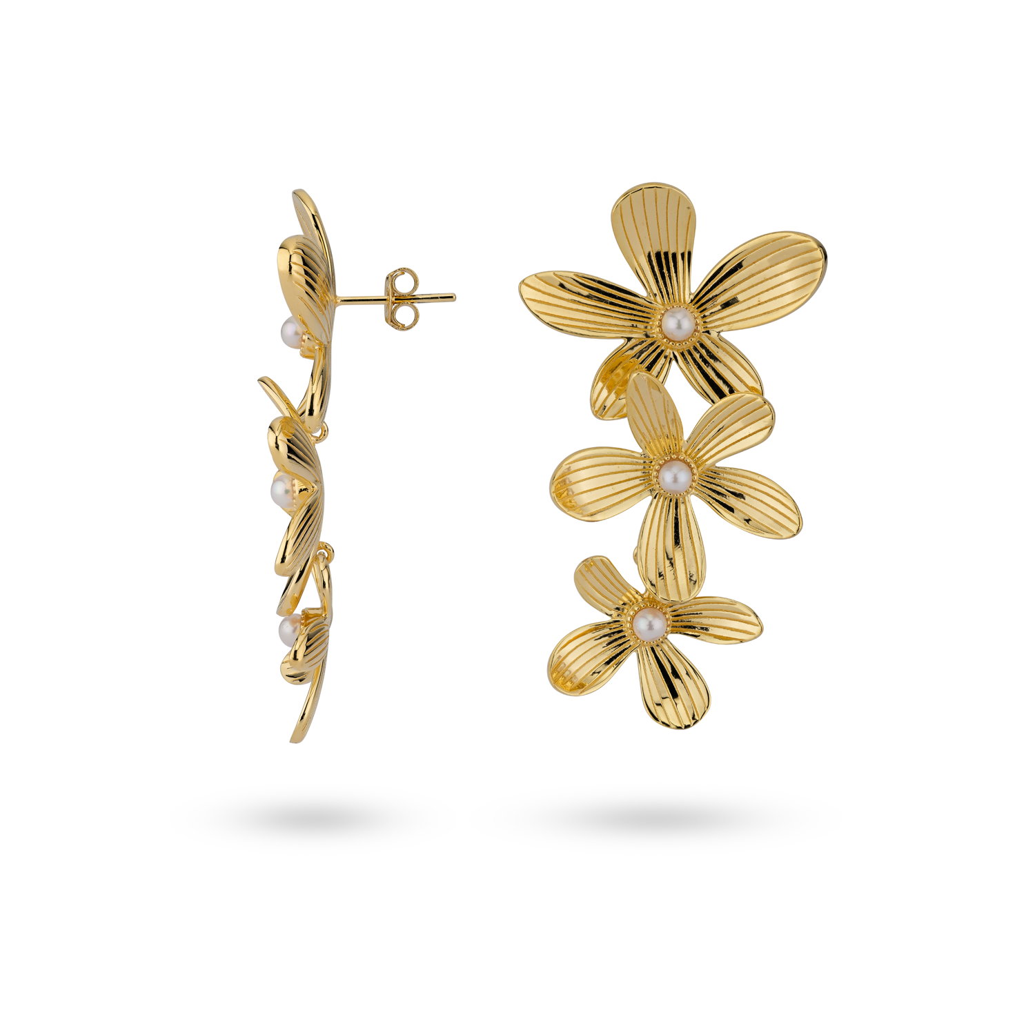 Oorhangers van gold plated  met parels 42455Y