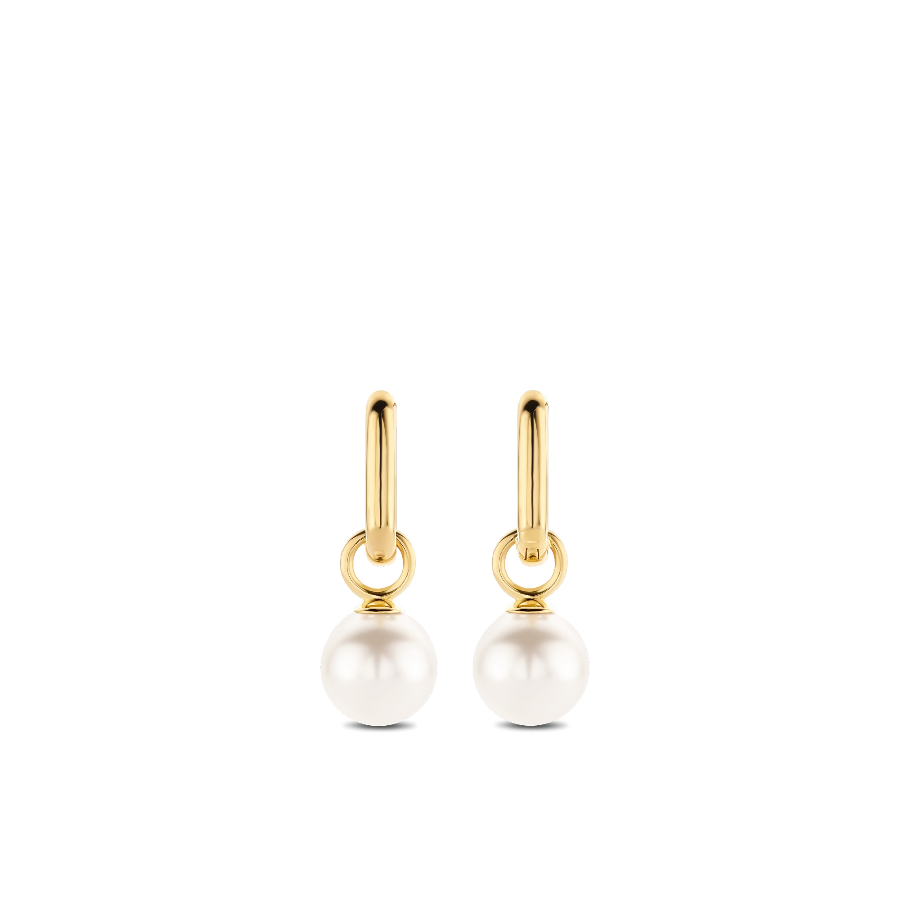 Oorhangers gold plated met parels - 7848PW