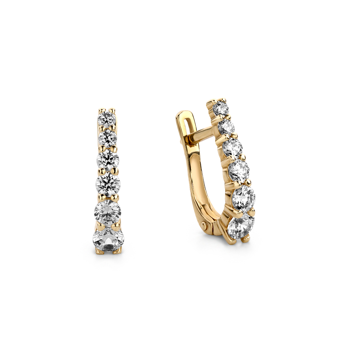 Geelgouden oorhangers met zirkonia E01-59441-Z