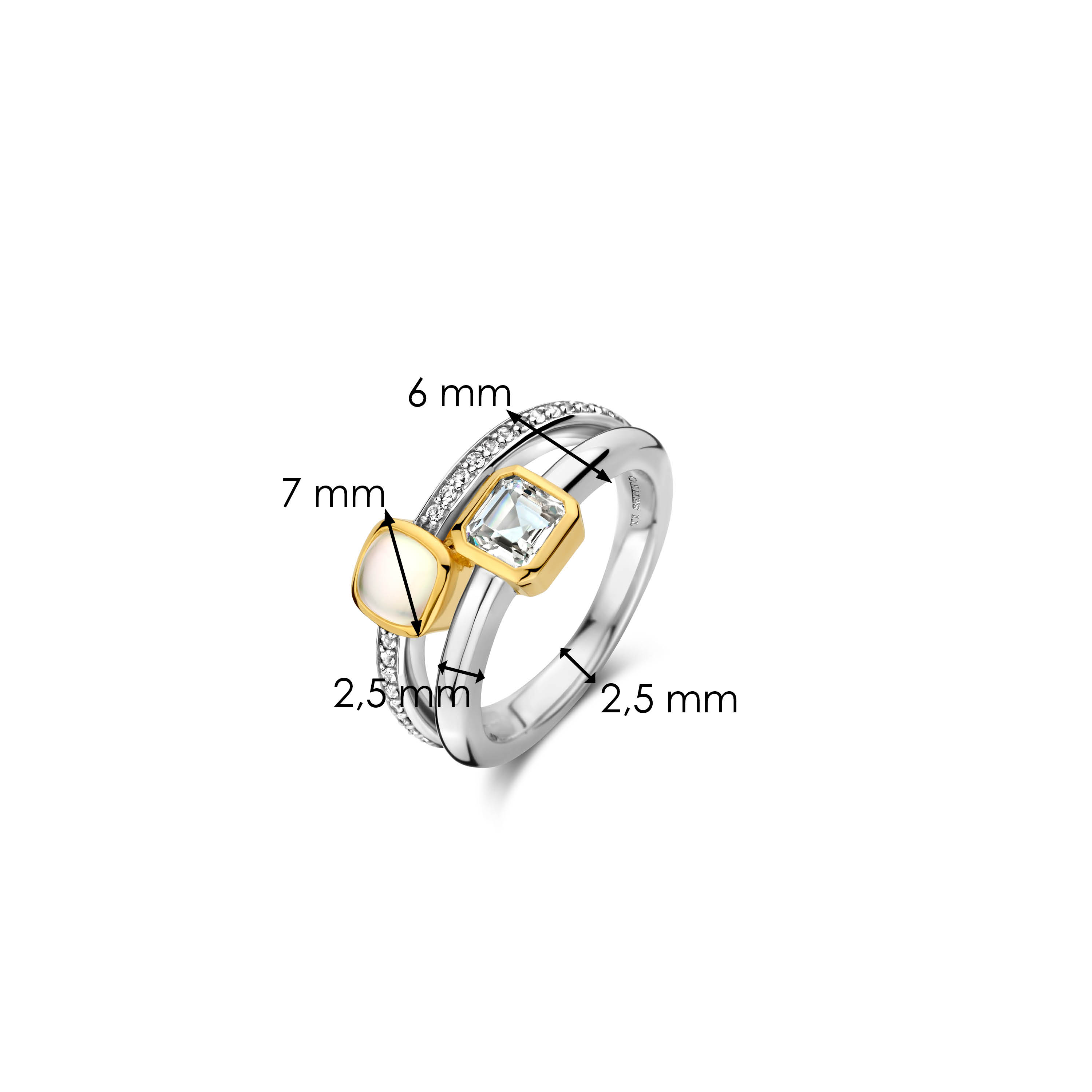 Ring van gold plated  met zirkonia en kristal 12326MW