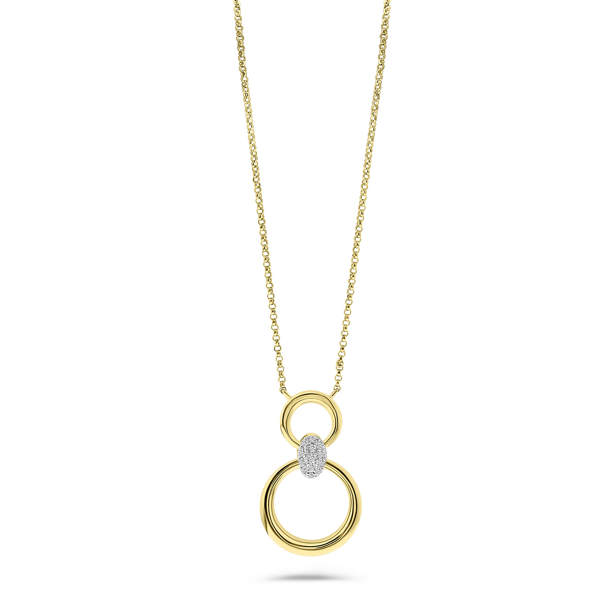 Geelgouden ketting cirkels met diamanten N480-NR210035ADI-Y