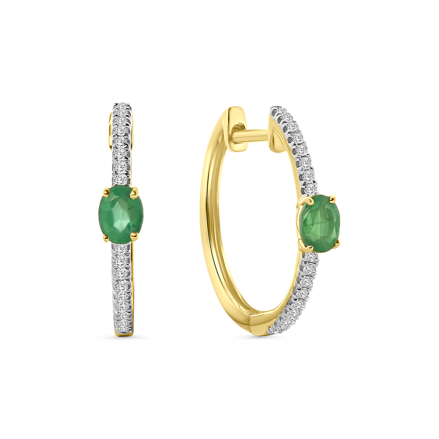 Geelgouden oorringen met smaragd en diamanten E404-E15566-EM-Y