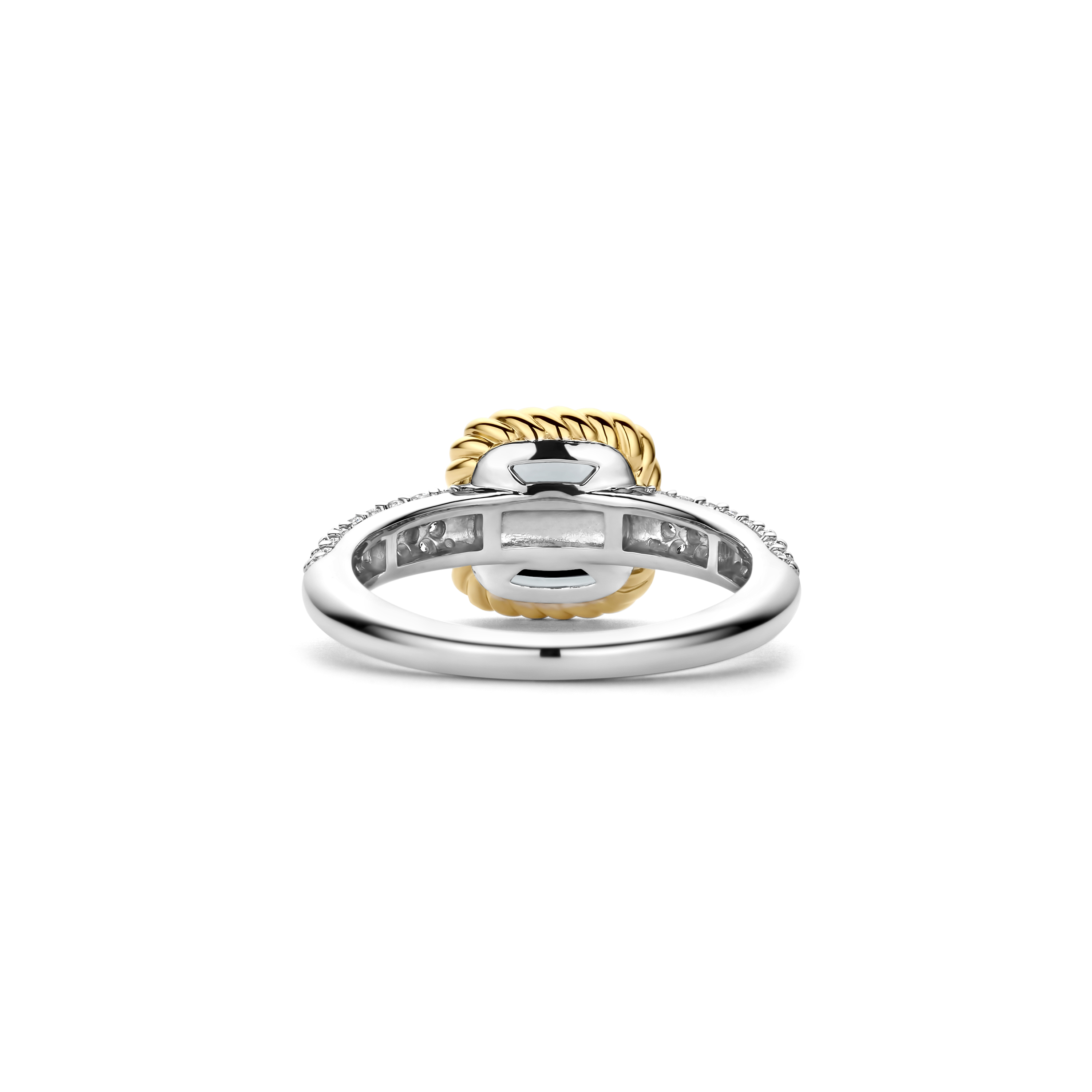 Ring gold plated met grijs kristal en zirkonia - 12399GG