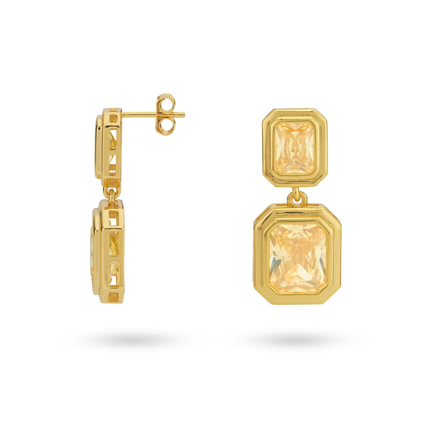 Oorhangers gold plated met gele zirkonia - 424138Y