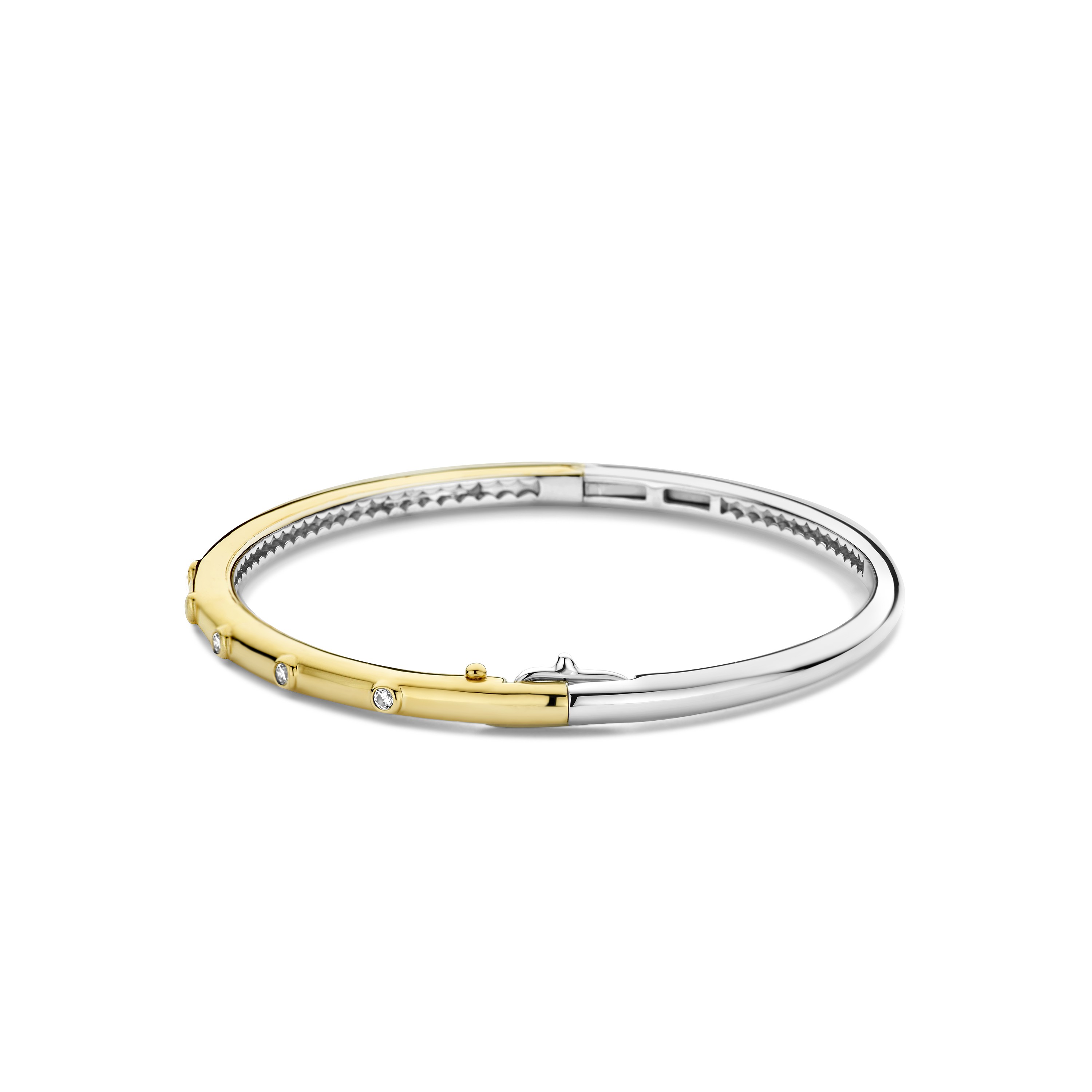 Bangle van gold plated  met zirkonia 23031ZY