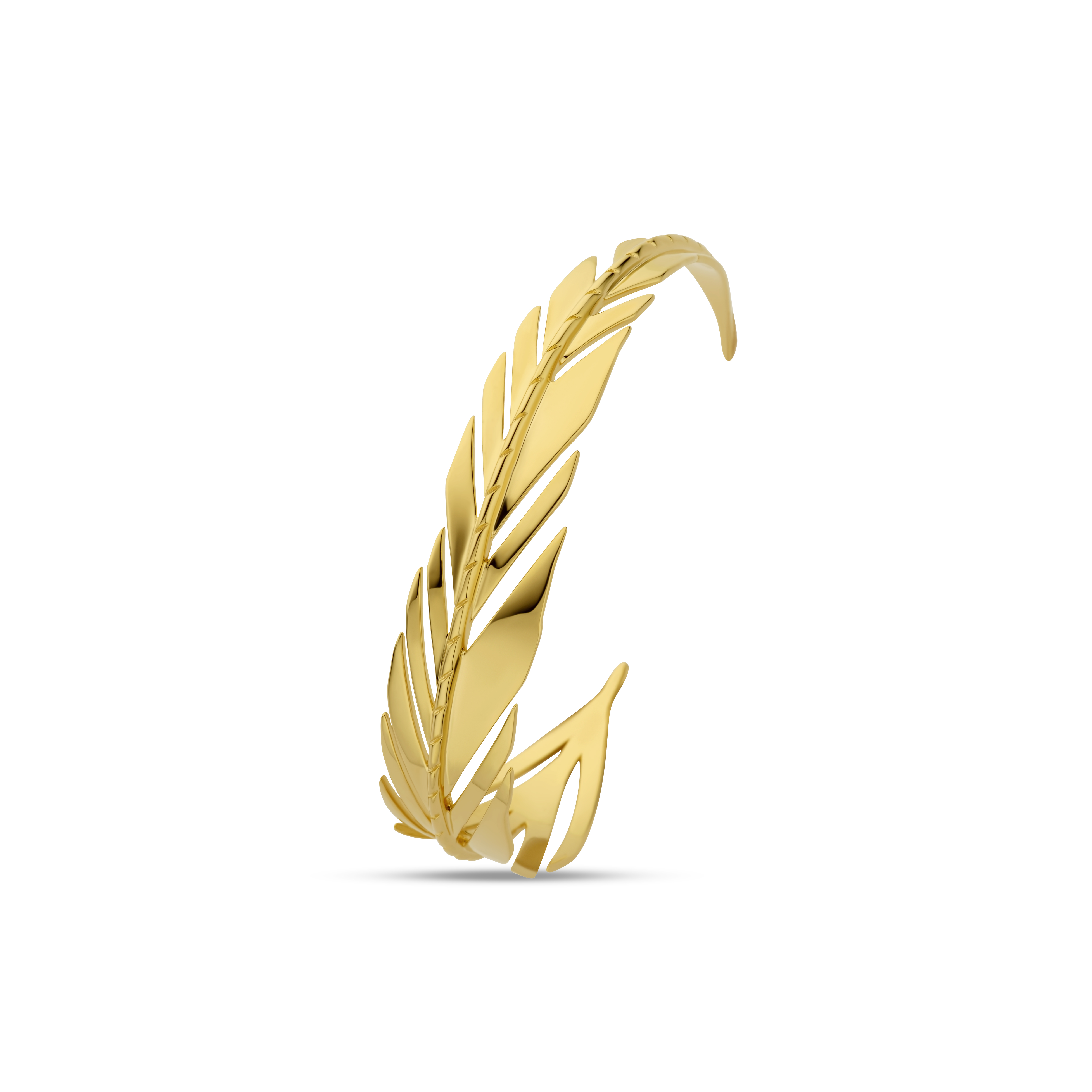 Gold plated bangle met veren