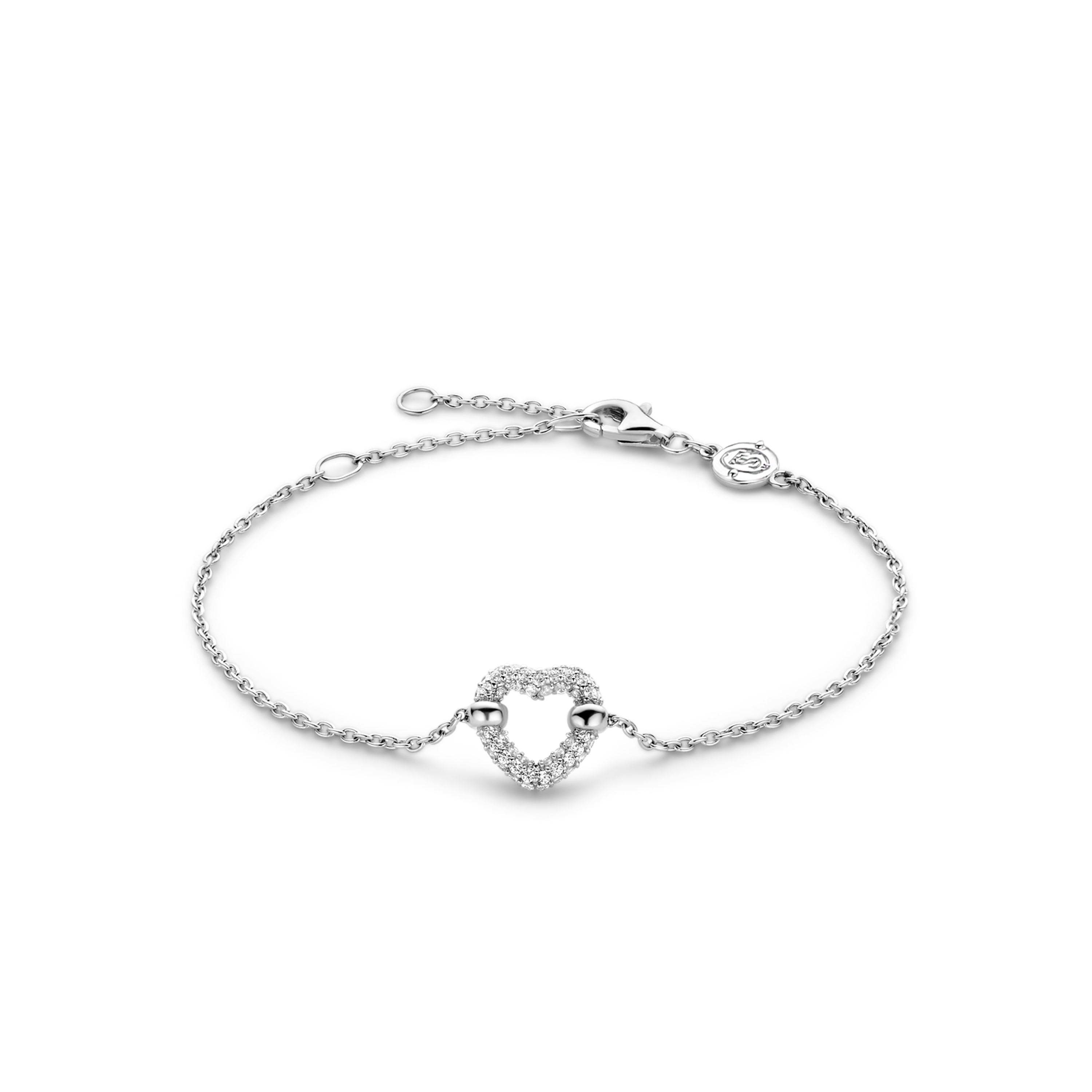 Armband van sterling zilver met zirkonia en hart detail - 23017ZI
