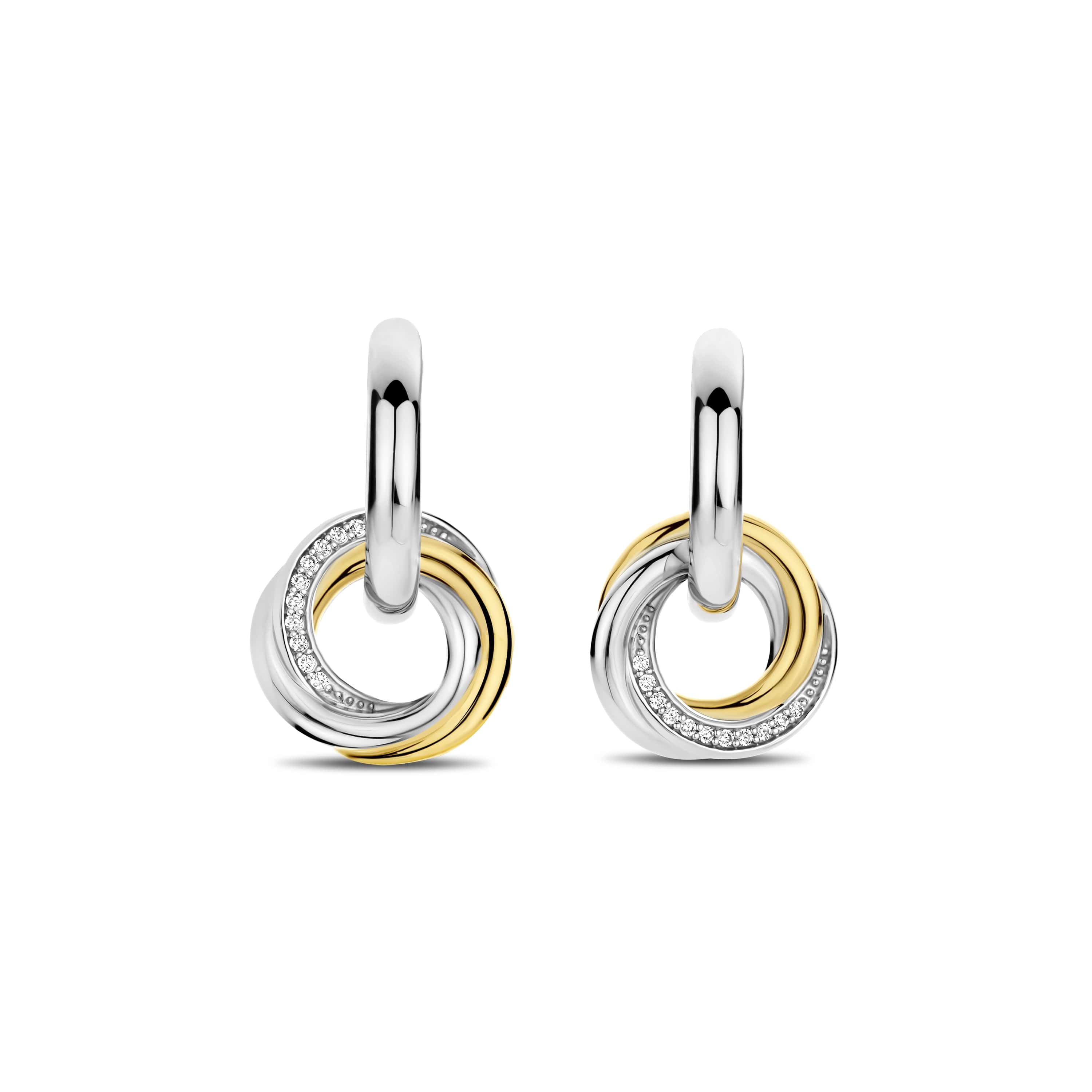 Oorringen gold plated met zirkonia - 7976ZY