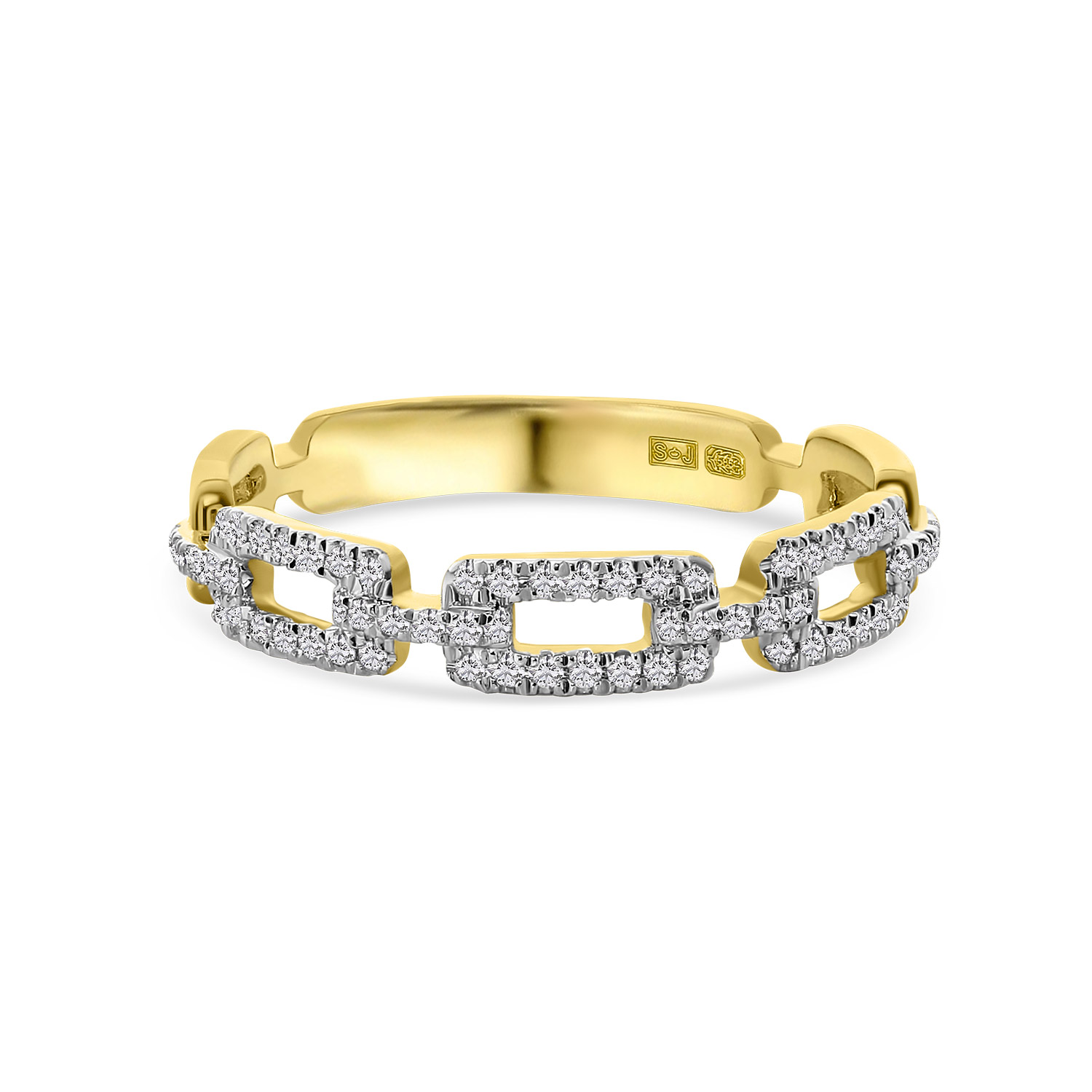 Geelgouden ring schakel met diamanten R138-RG44856-Y