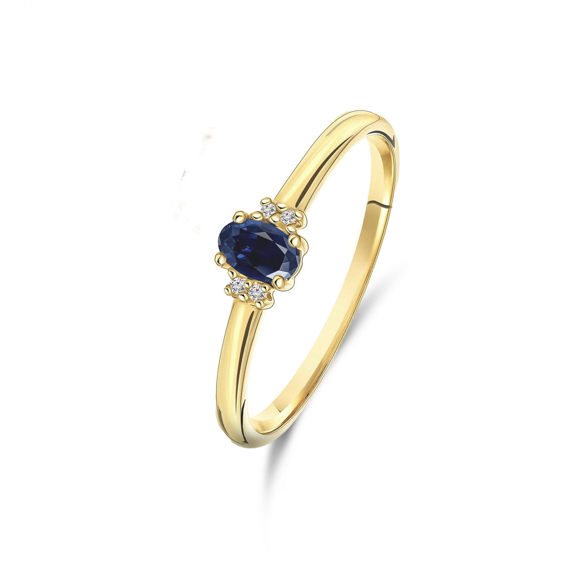 White gold ring with sapphire and diamonds