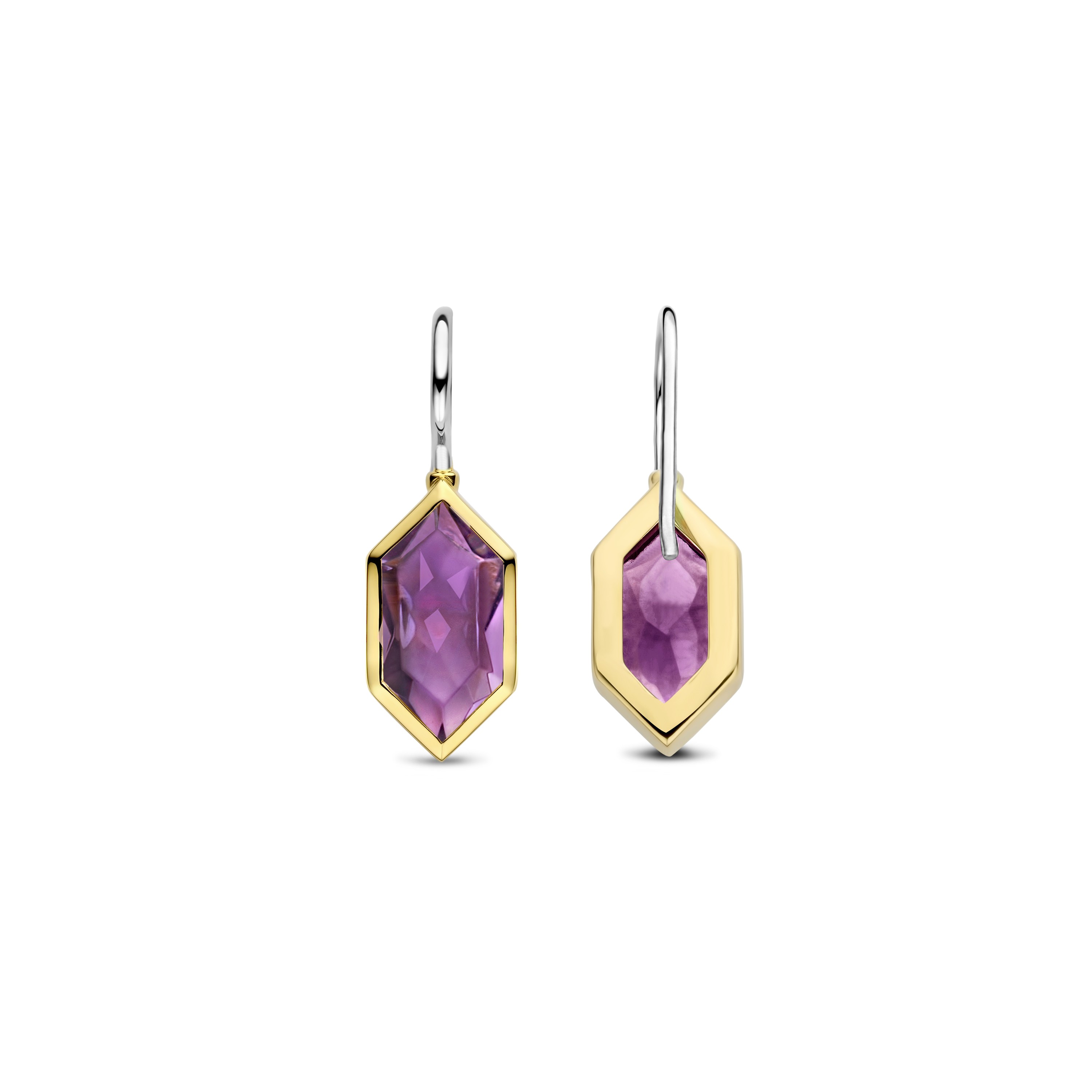 Oorhangers van gold plated sterling zilver met paarse kristal 7945PU