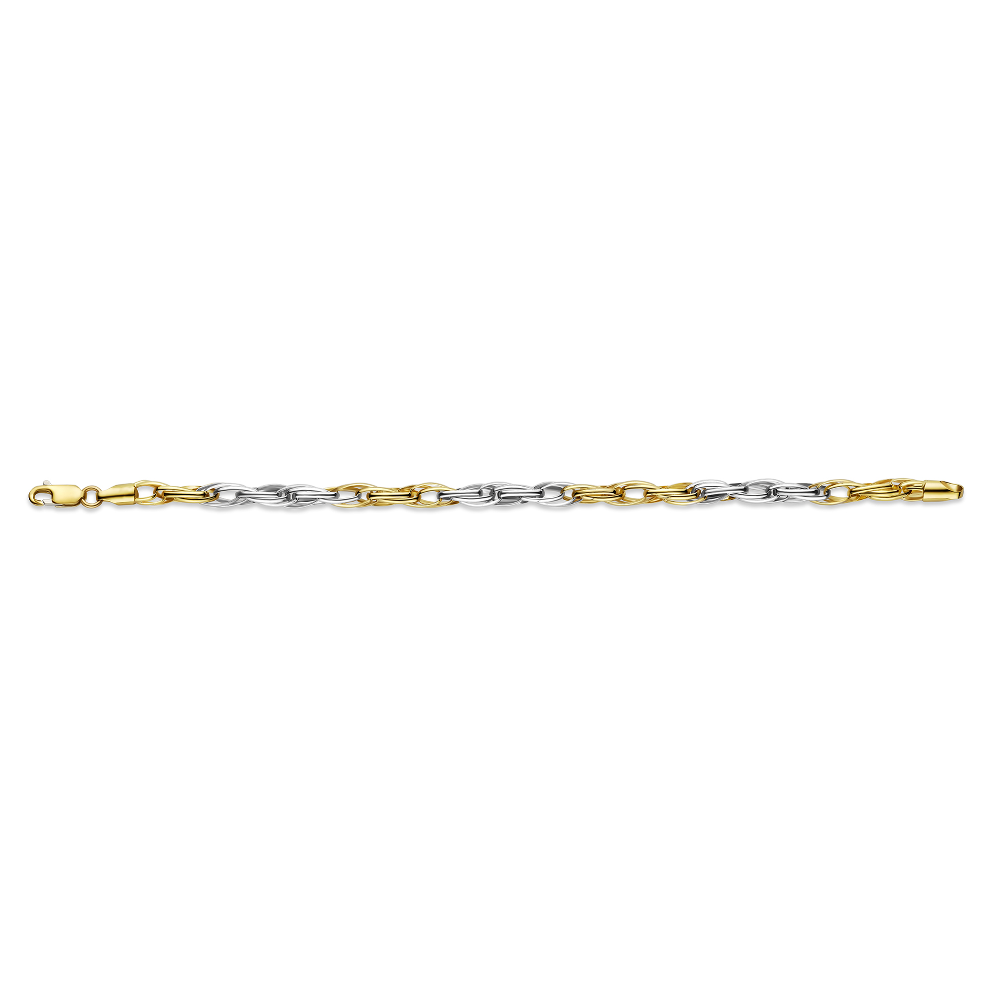 Schakelarmband van bicolor goud met zilveren kern 5 mm - 41-FTS05