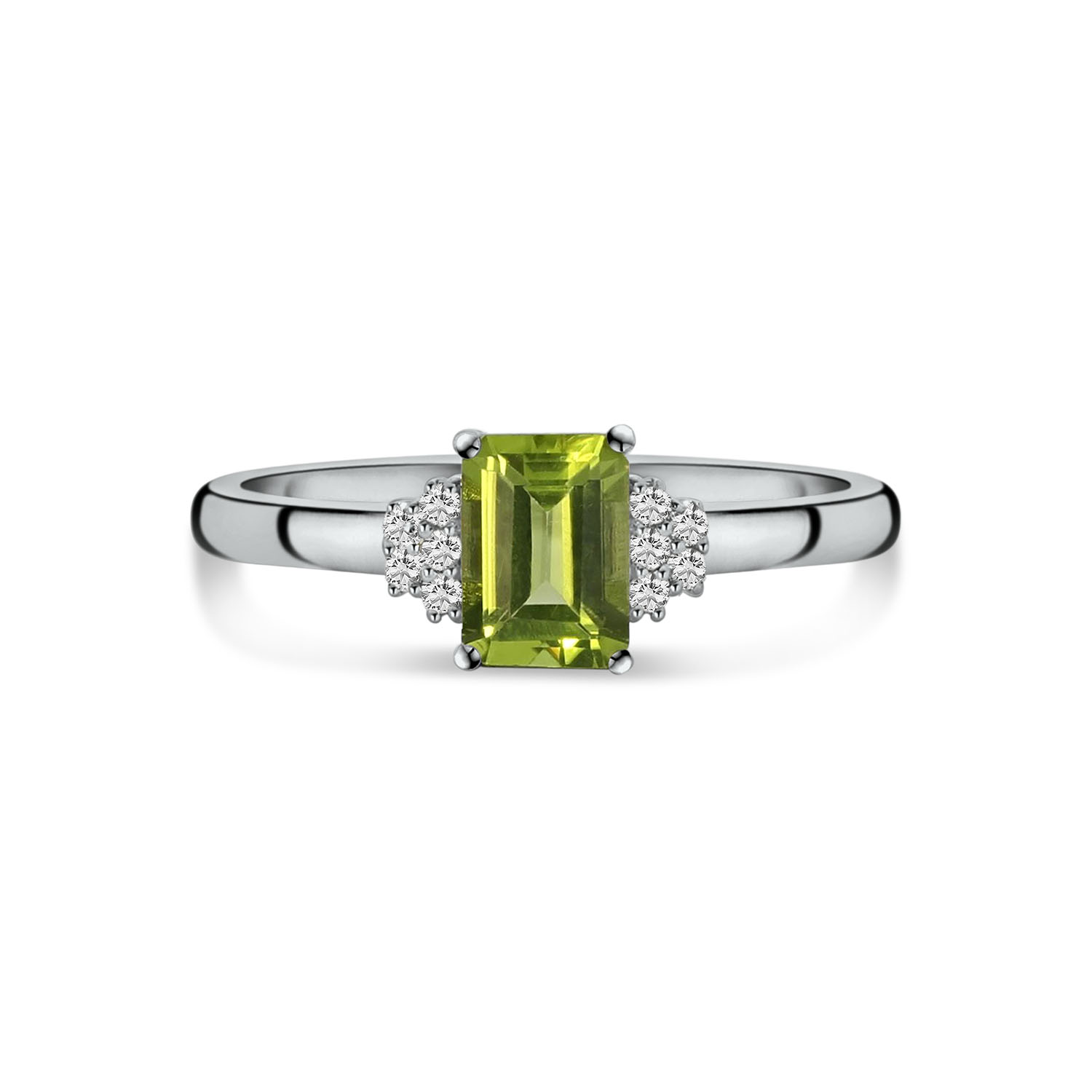 Ring met Peridot en Lab Grown Diamant - R03743