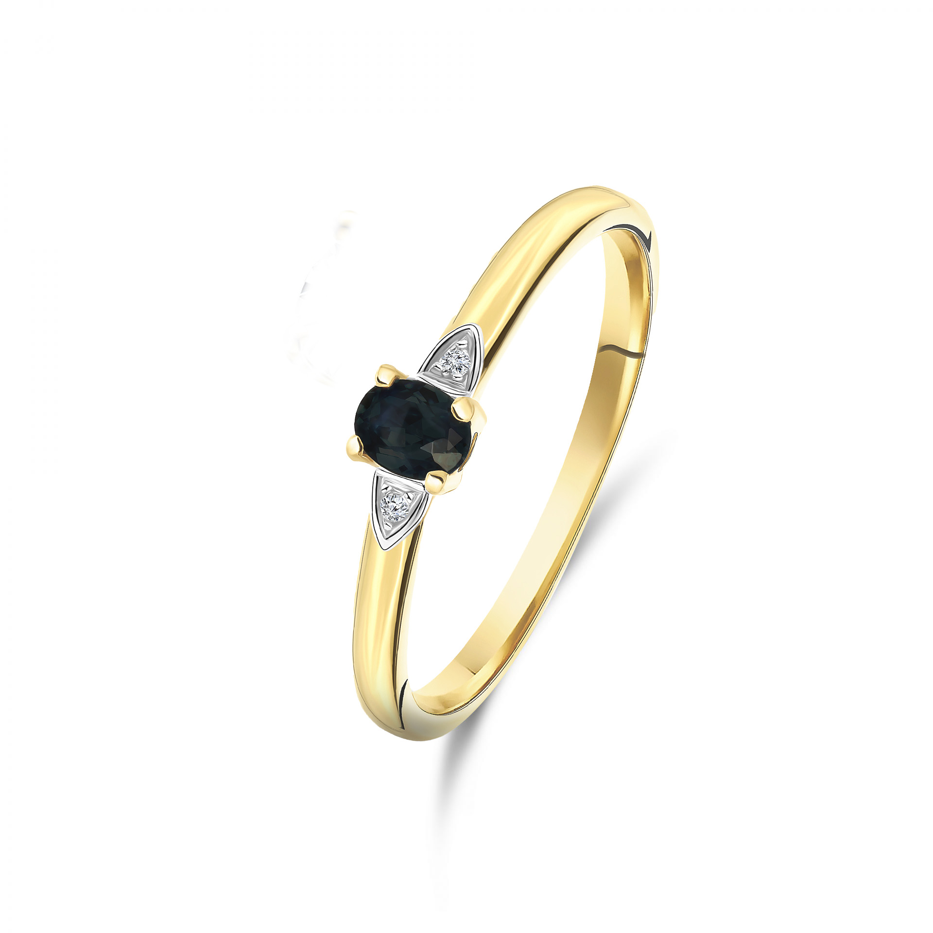 Geelgouden ring met diamant en saffier 42125729 Geelgouden ring met diamant en saffier 42125729