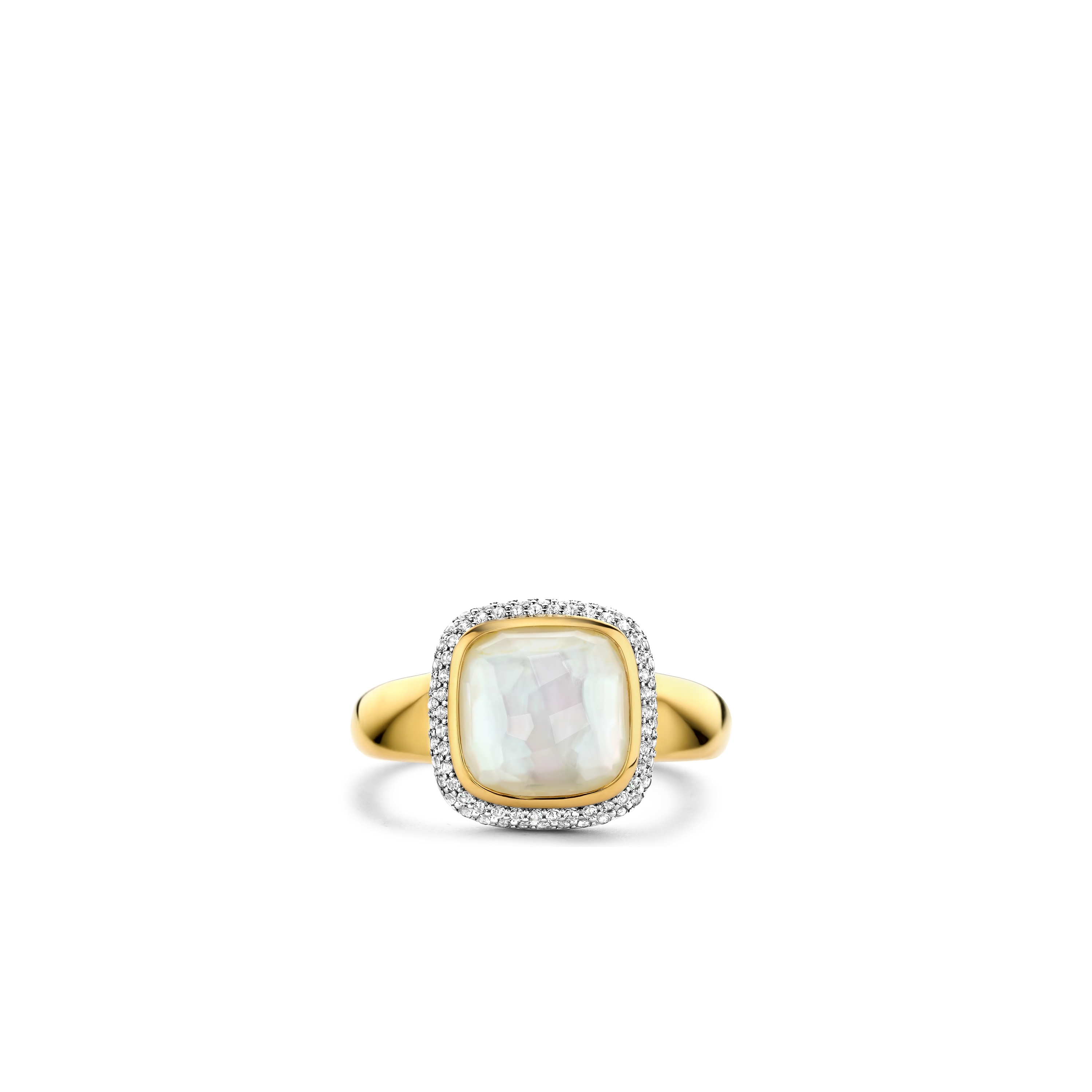 Ring van gold plated  met zirkonia en kristal 12330MW