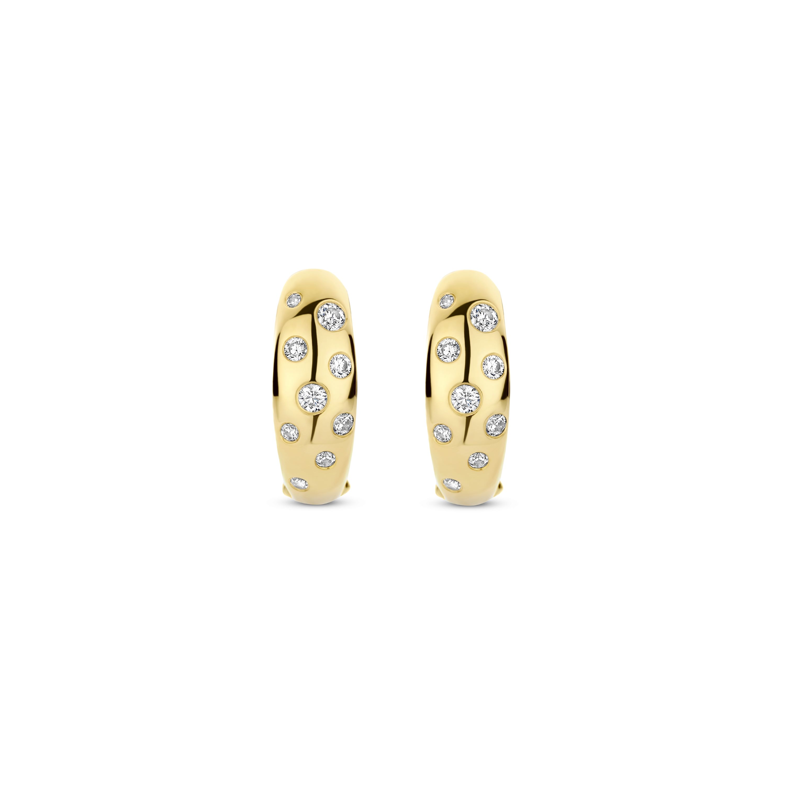 Oorringen gold plated met zirkonia - 78006ZY