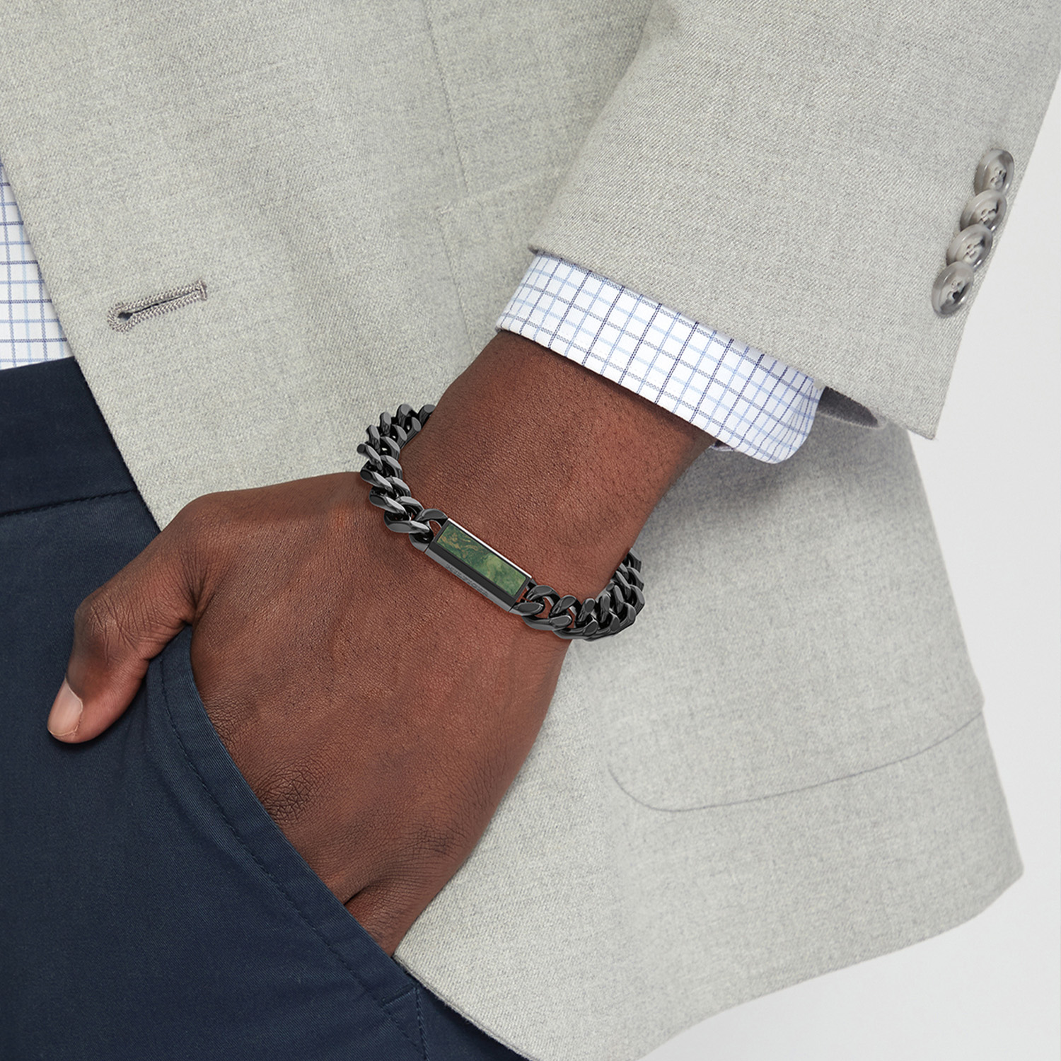 Stalen schakelarmband met Jasper TJ2790540