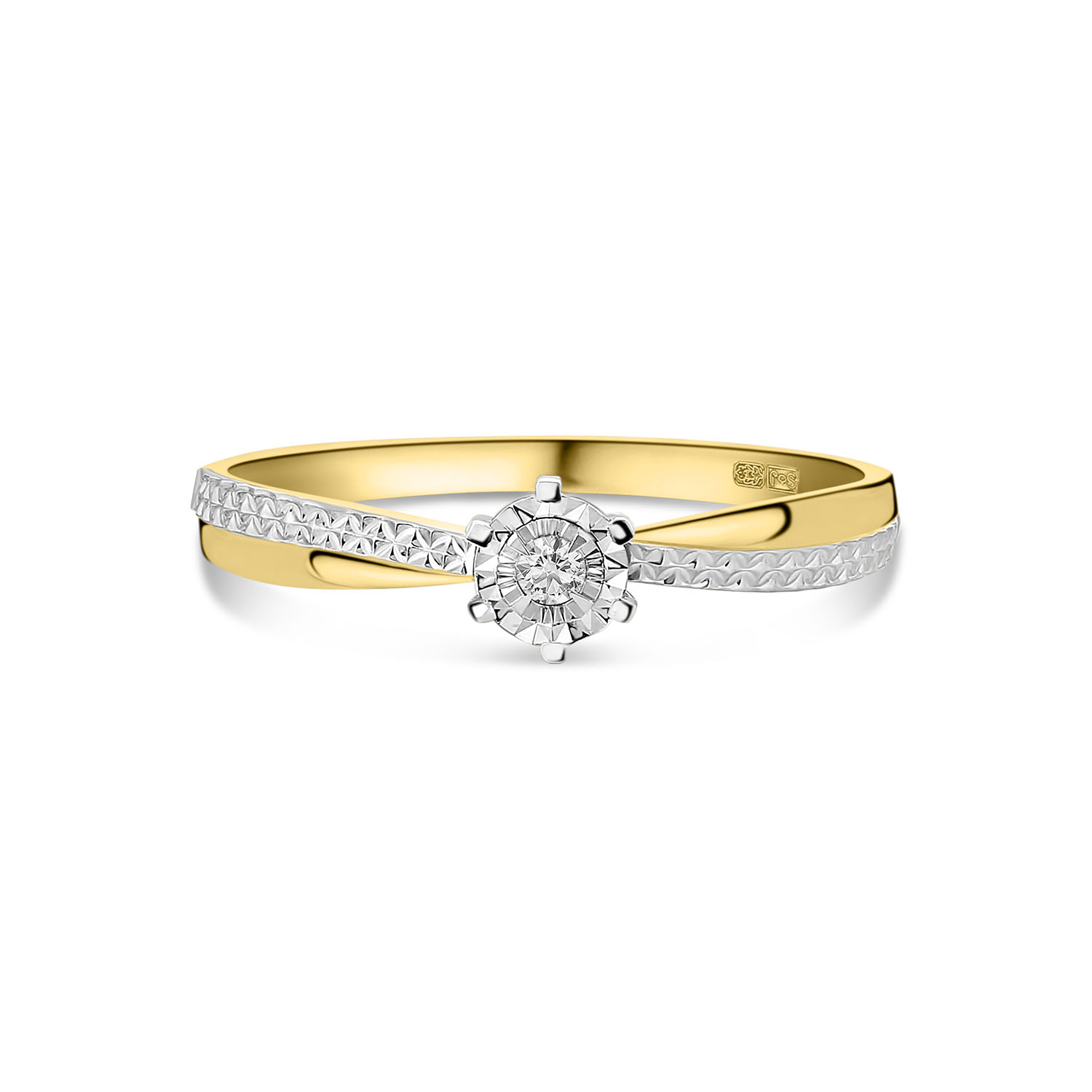 Bi-color ring met diamant R480-RG010160ADI-YW