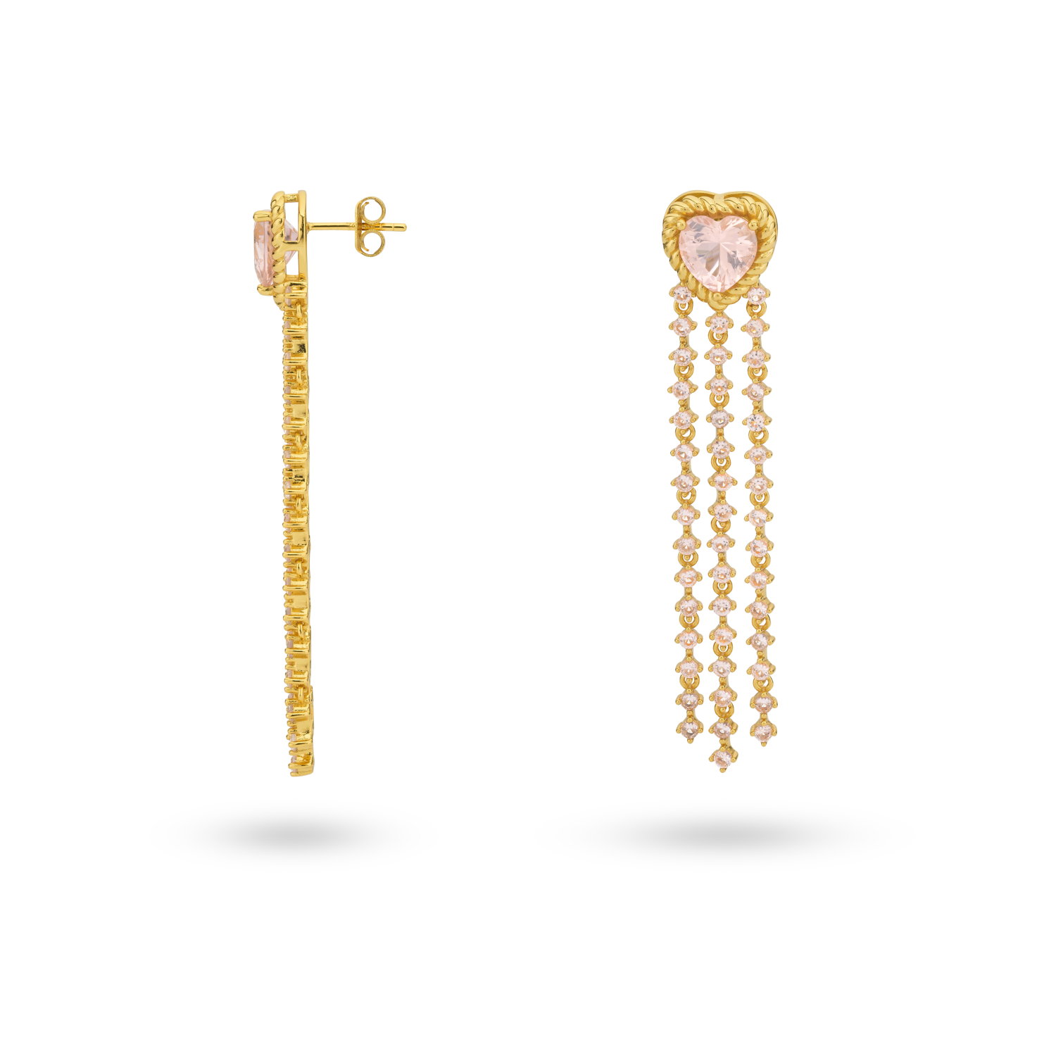 Oorhangers Hart gold plated met zirkonia - 424142Y