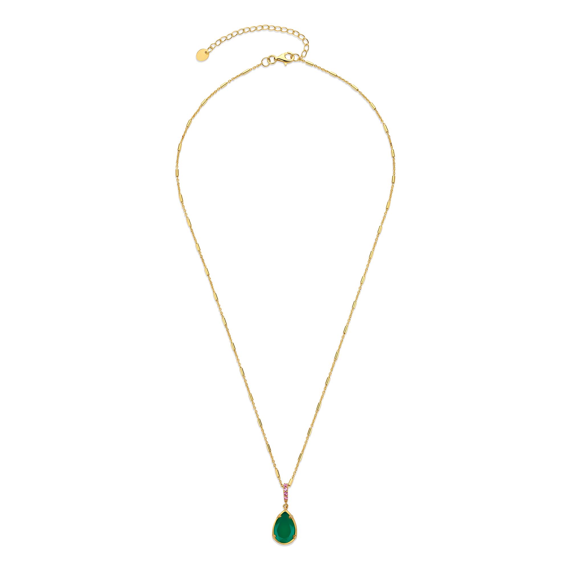 Ketting gold plated met Onyx en Robijn - 247C0032