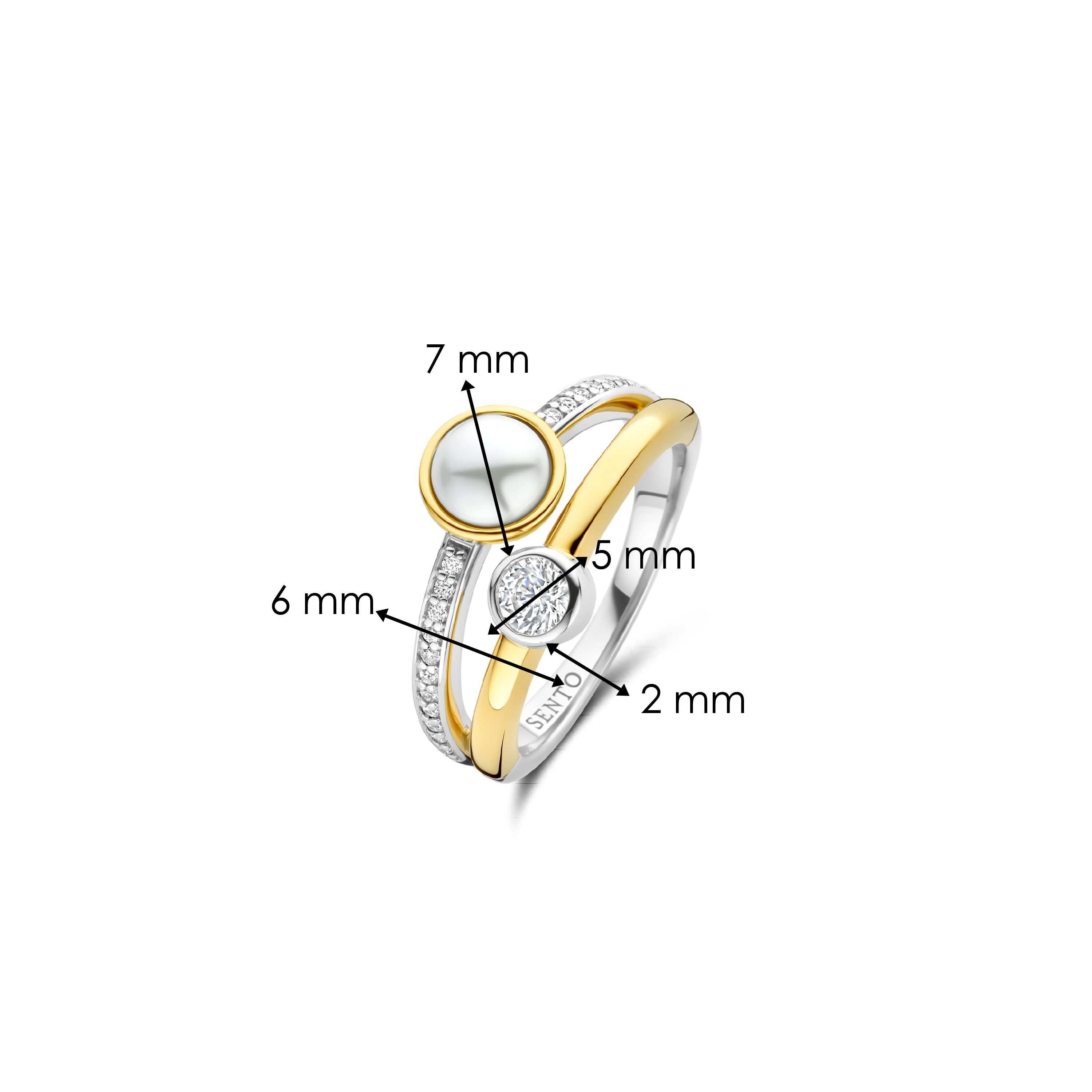 Ring bicolor met parel en zirkonia - 12376YP