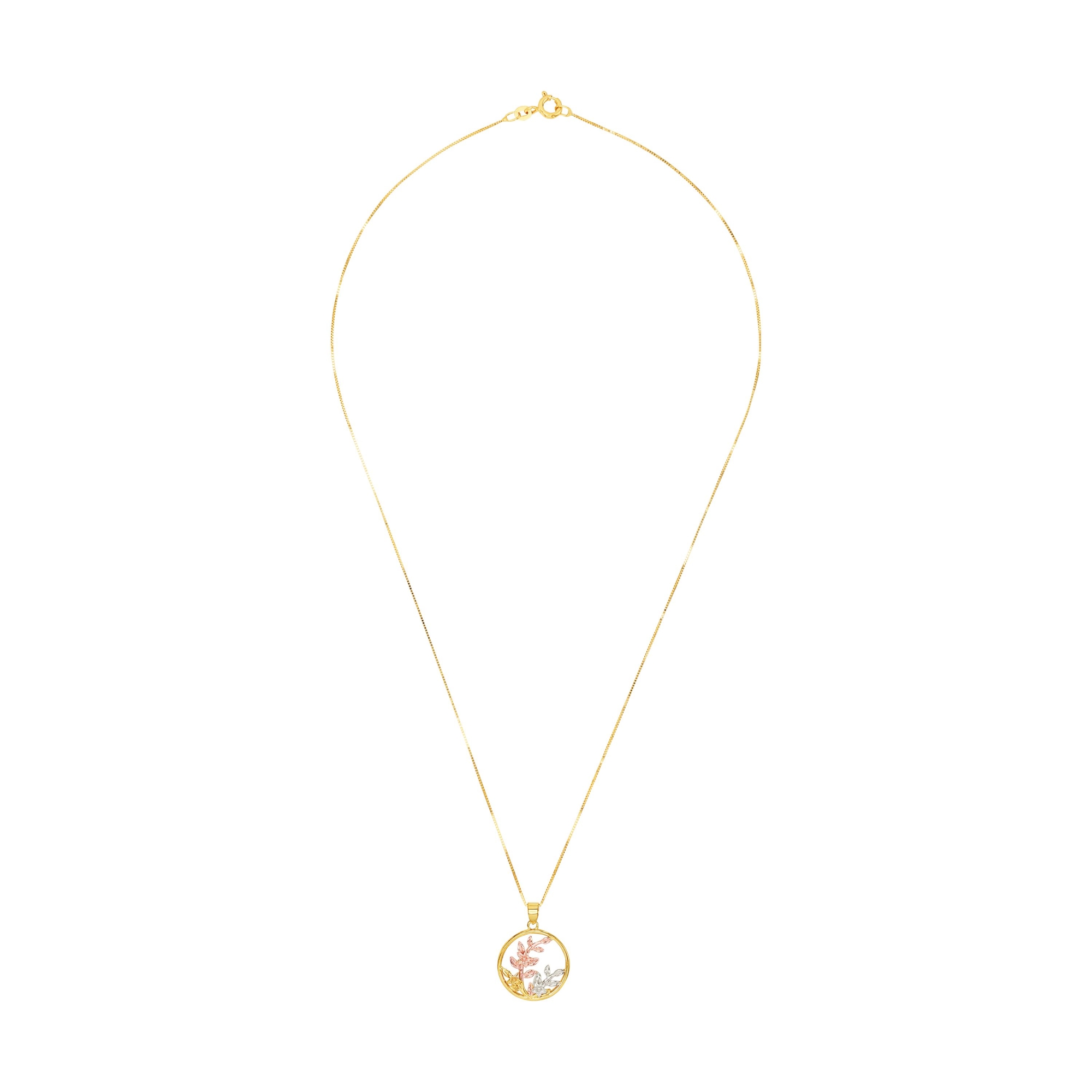 Ketting geelgoud met Tri-color hanger - 2020121