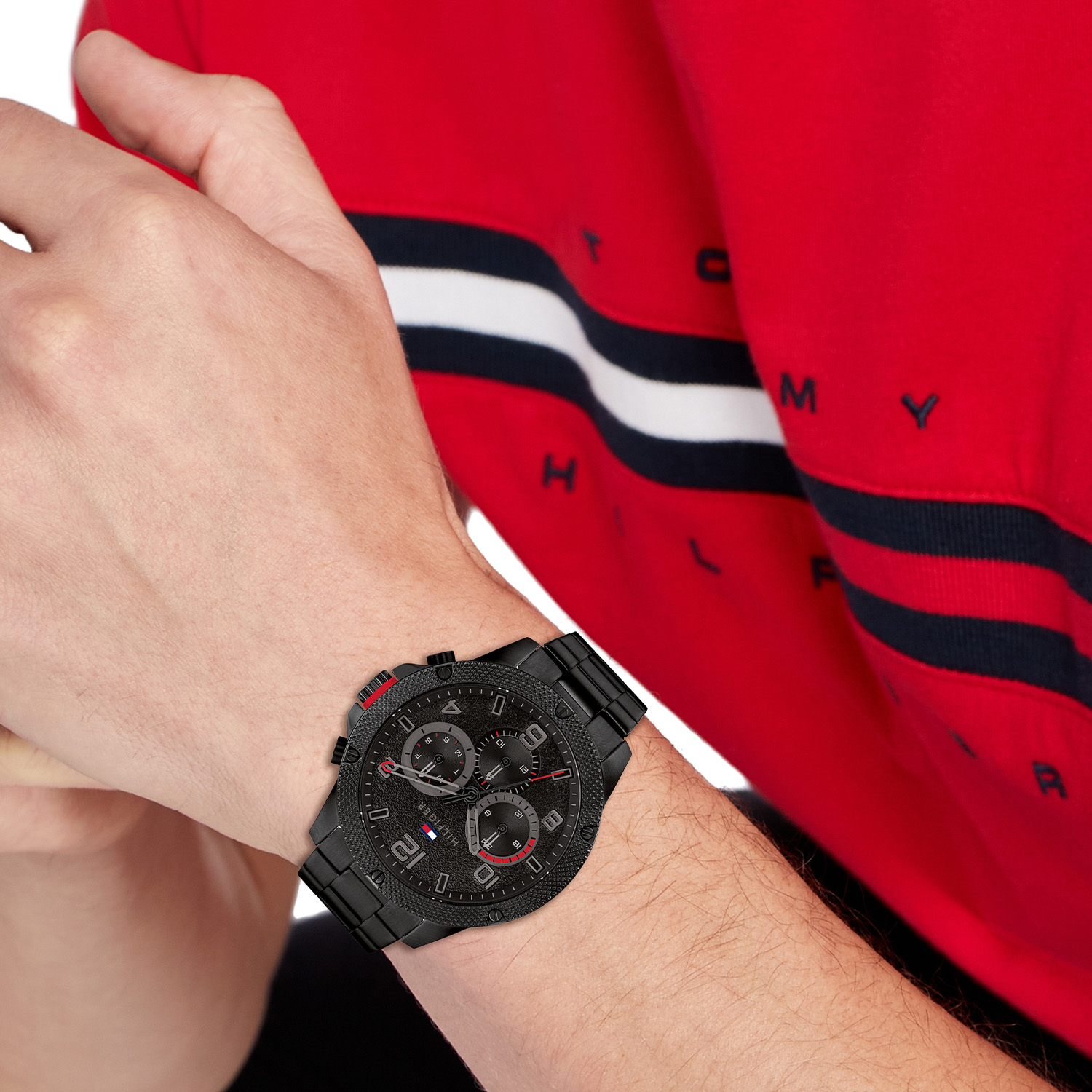 Horloge Heren Staal Zwart Schakelband 46 mm TH1792030