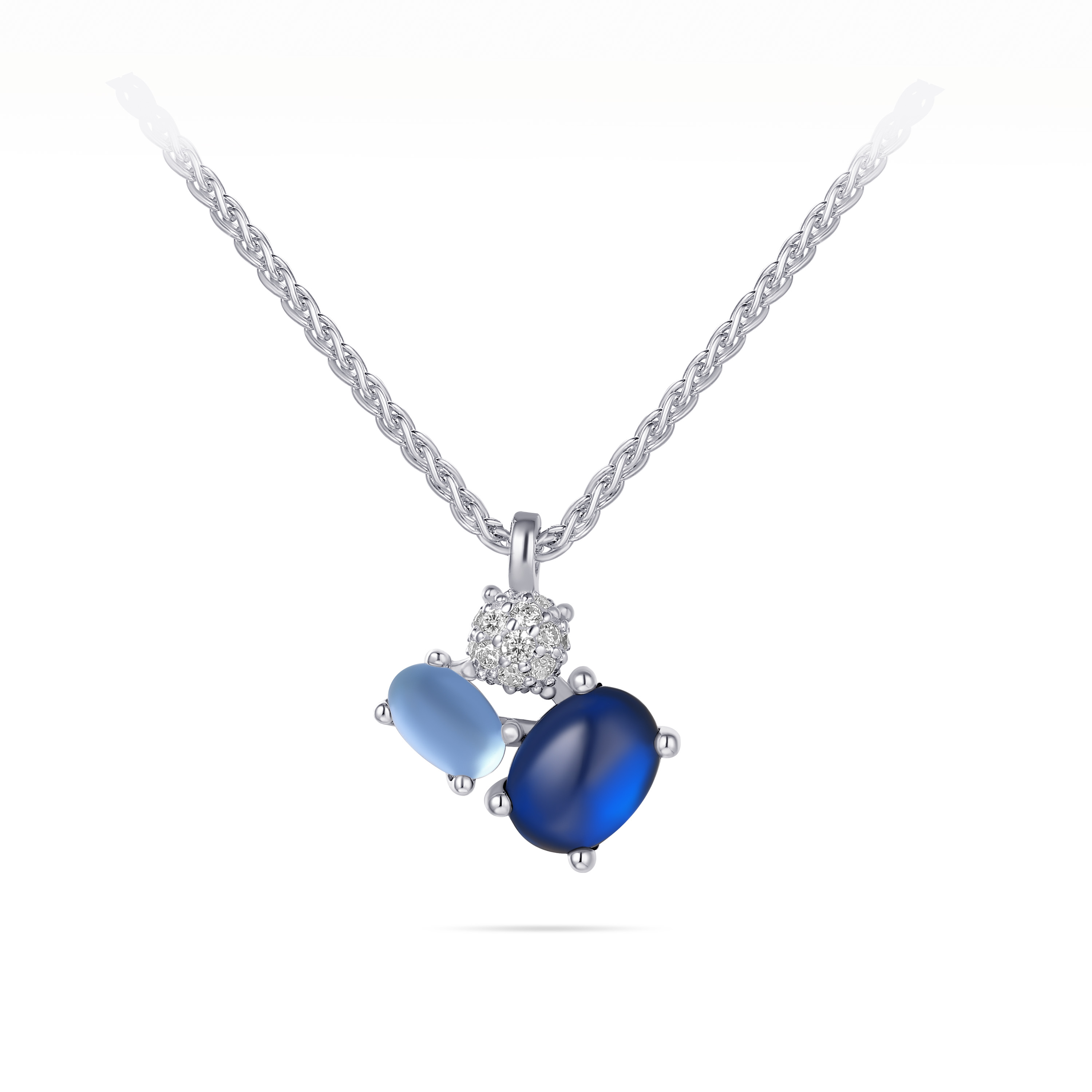 Sterling zilveren collier met blauwe steen hanger N1113B