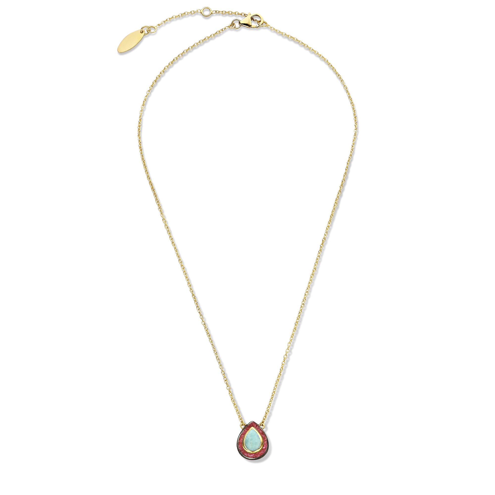 gold plated collier met jade hanger 163C0131