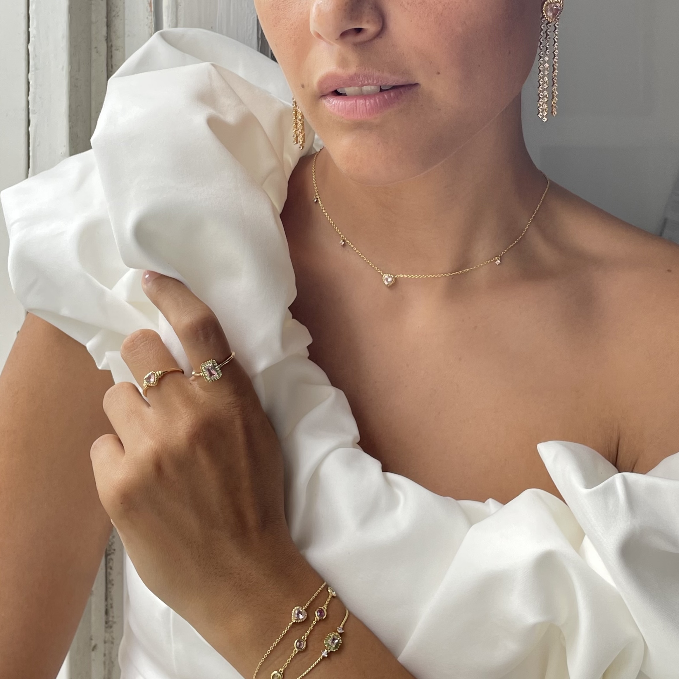 Ring Hart gold plated met Roze zirkonia - 124167Y