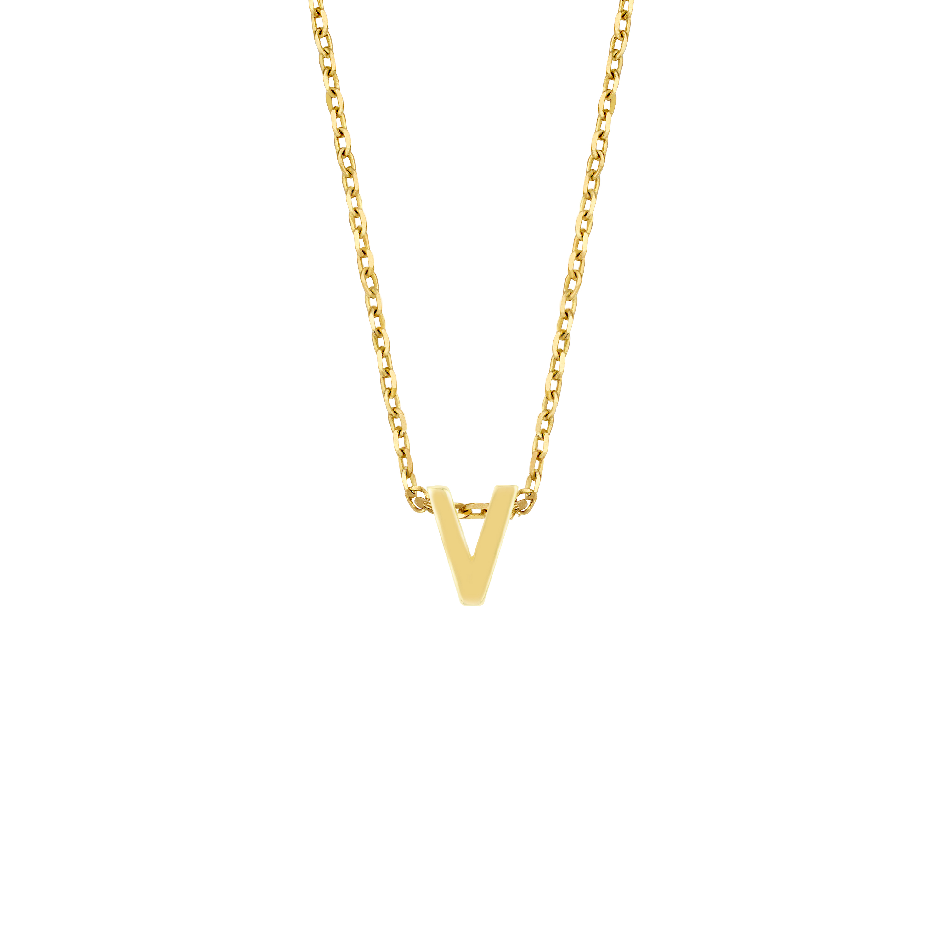 Geelgoud collier met de letter 'V'