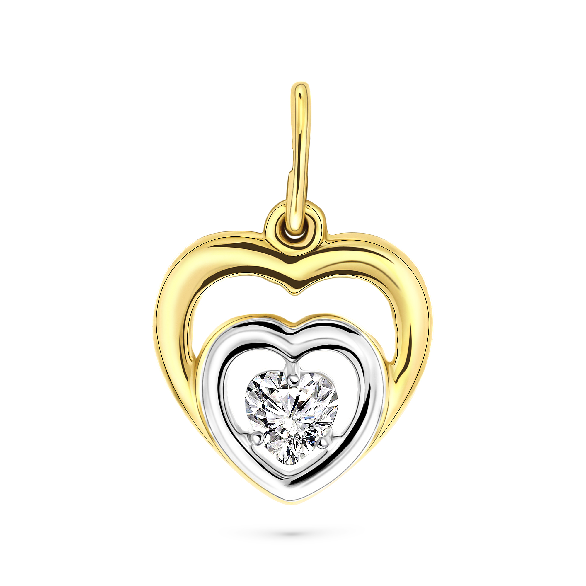 Gouden hart met zirkonia L-60024-Z-Y