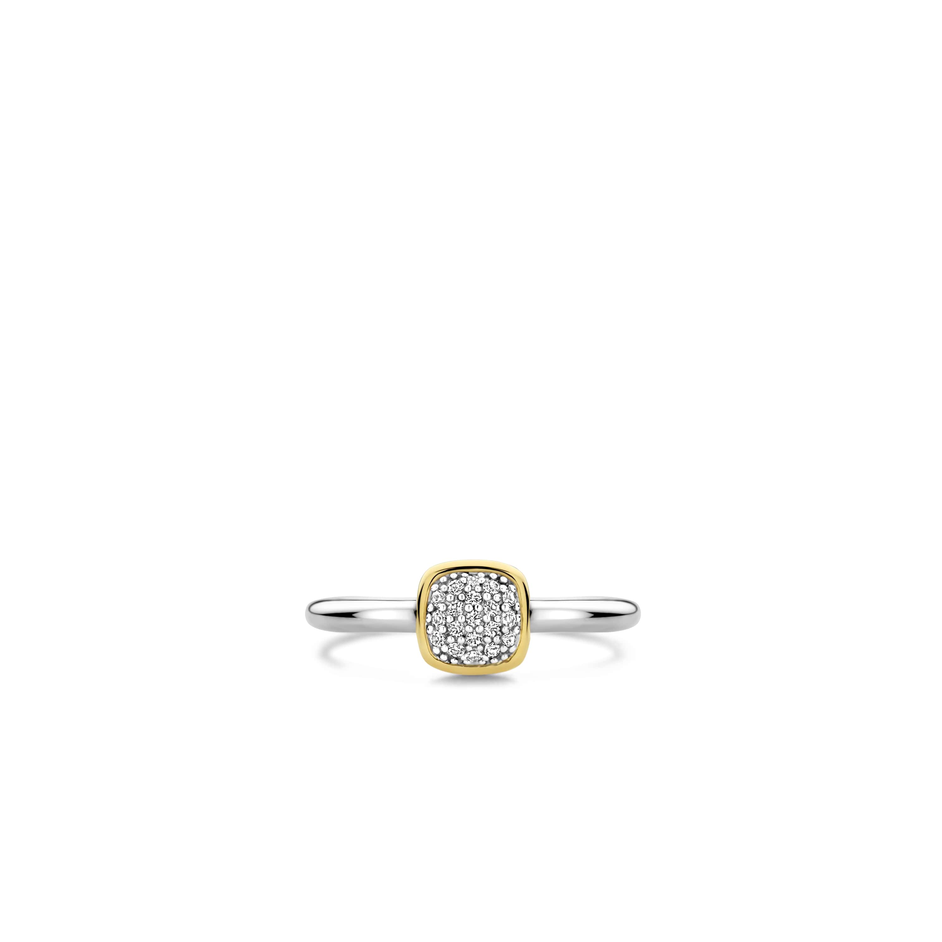 Ring  gold plated met pavé zirkonia - 12353ZY