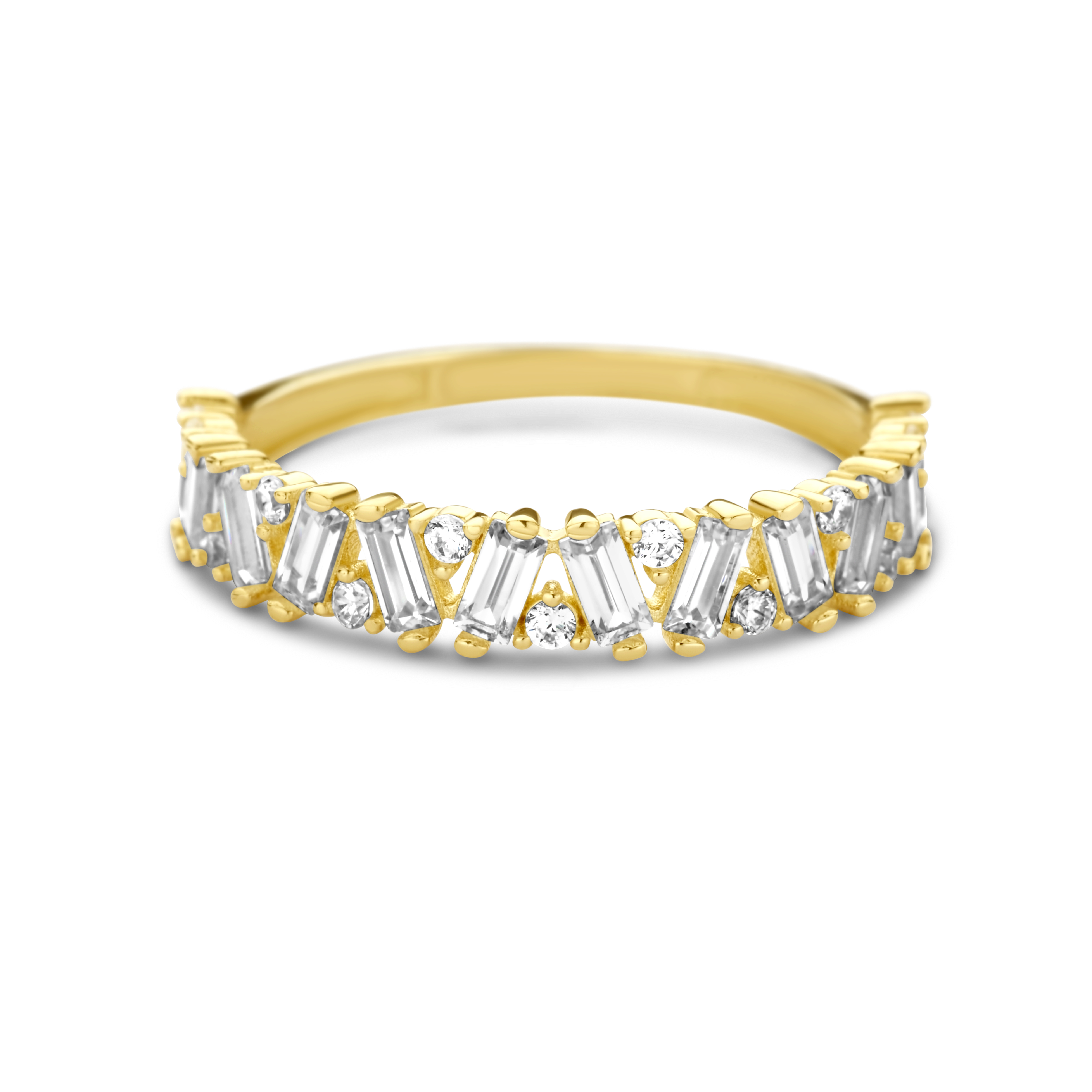 Geelgouden ring met baguette en briljant geslepen zirkonia R122-I2CR5807-FCZ-Y