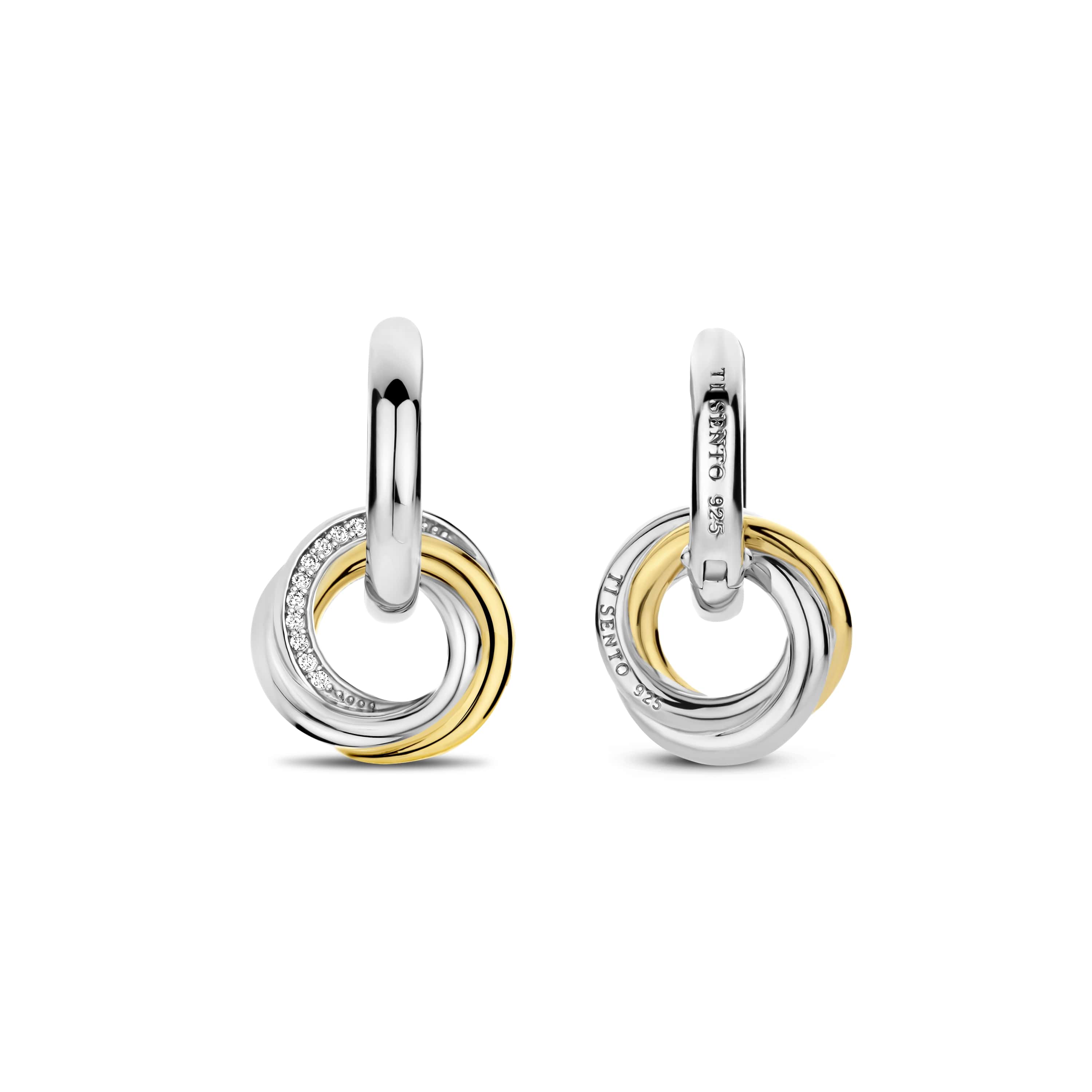 Oorringen gold plated met zirkonia - 7976ZY