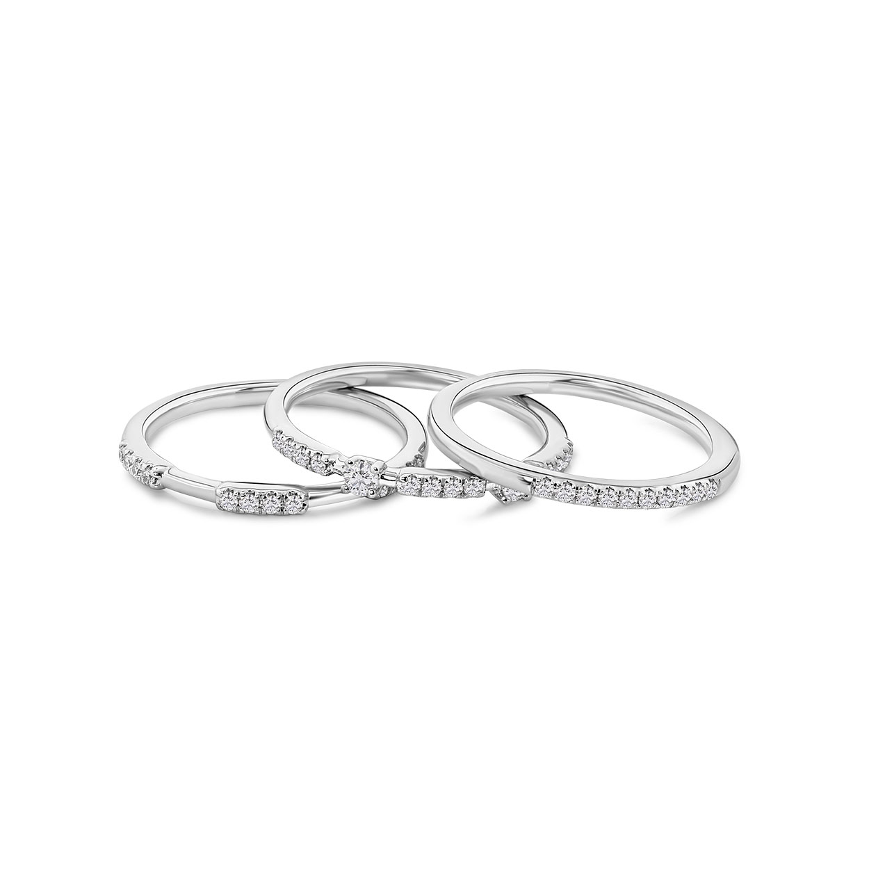 Witgouden ringen set met lab grown diamanten R138-RG71556R6-CV-W