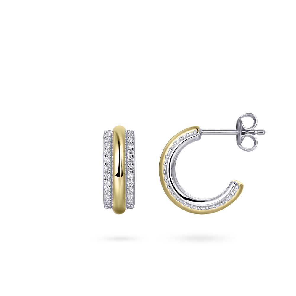 gold plated oorringen met zirkonia E1067Y