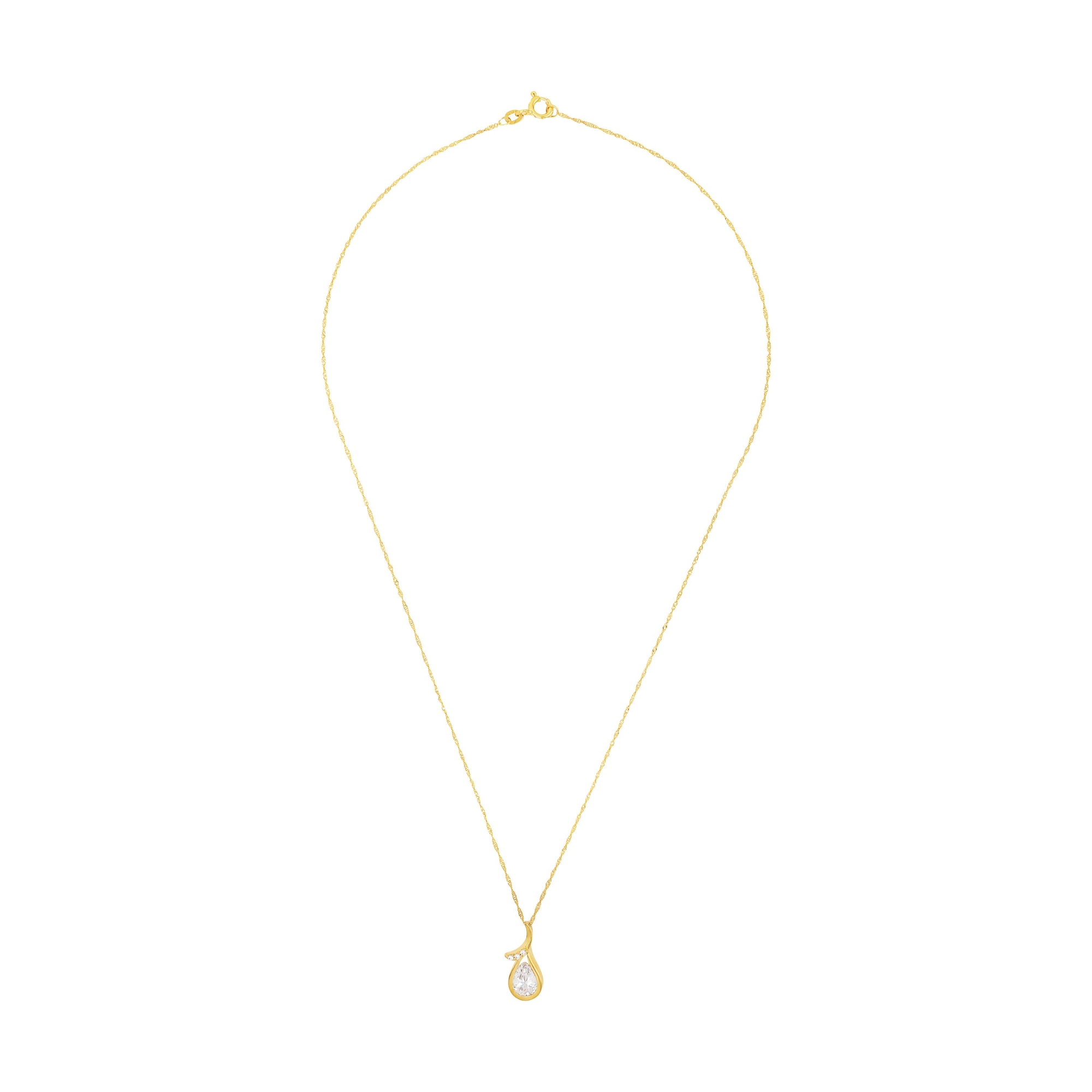 Ketting geelgoud met druppelvormige zirkonia hanger - 2020116