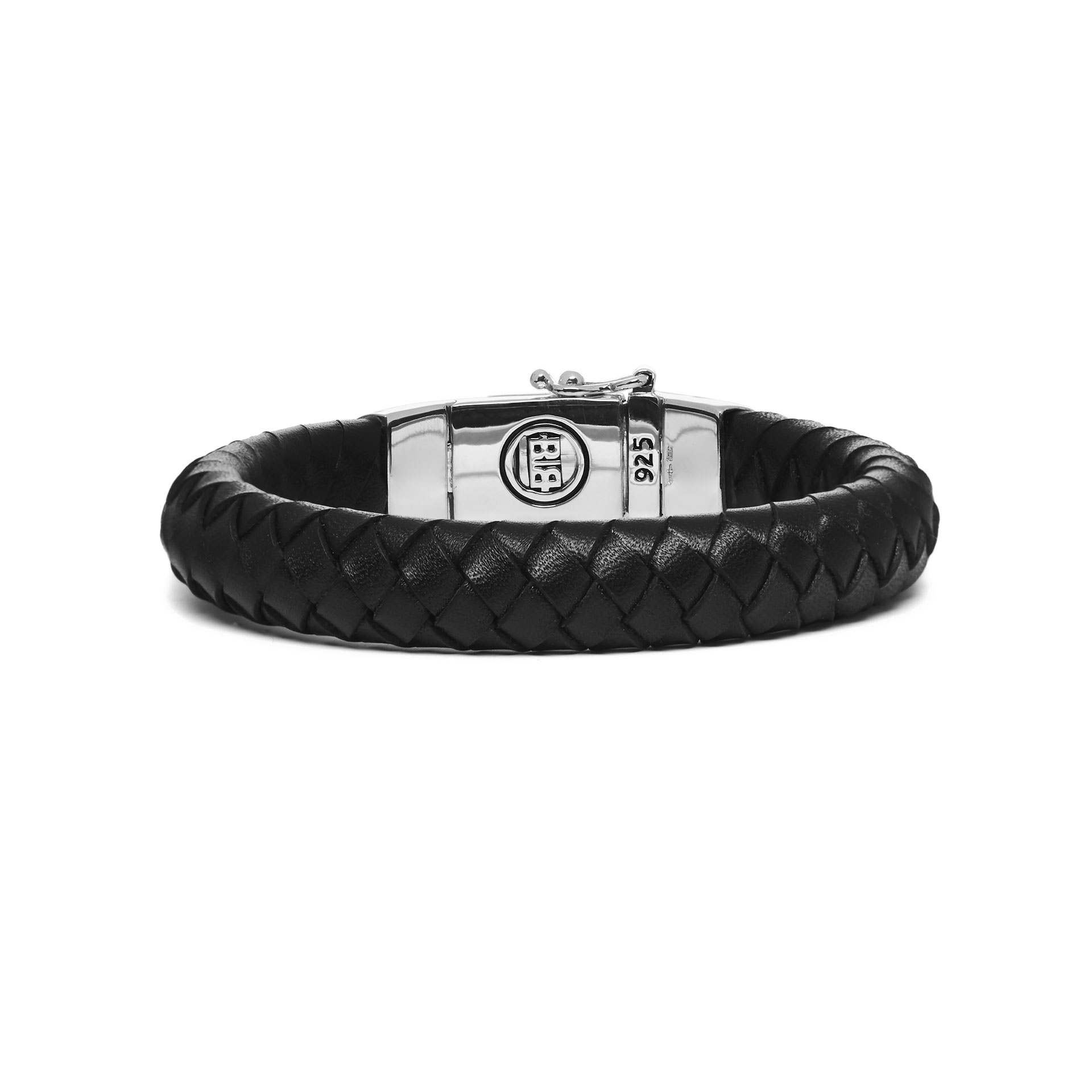 Armband Ben van zwart leer/ sterling zilver 544BL