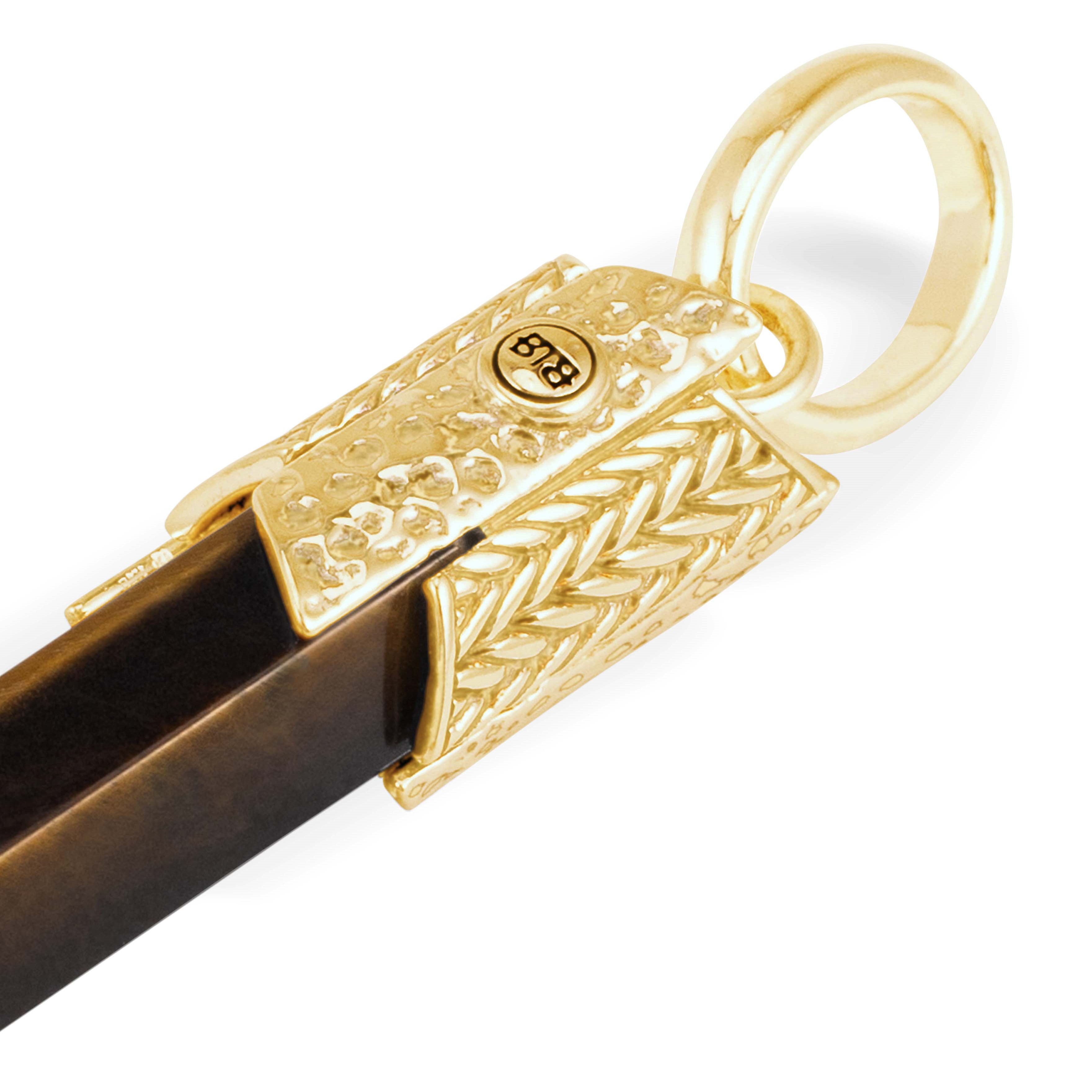 Hanger Edelsteen Gold Plated Tijgeroog - 701TIGV