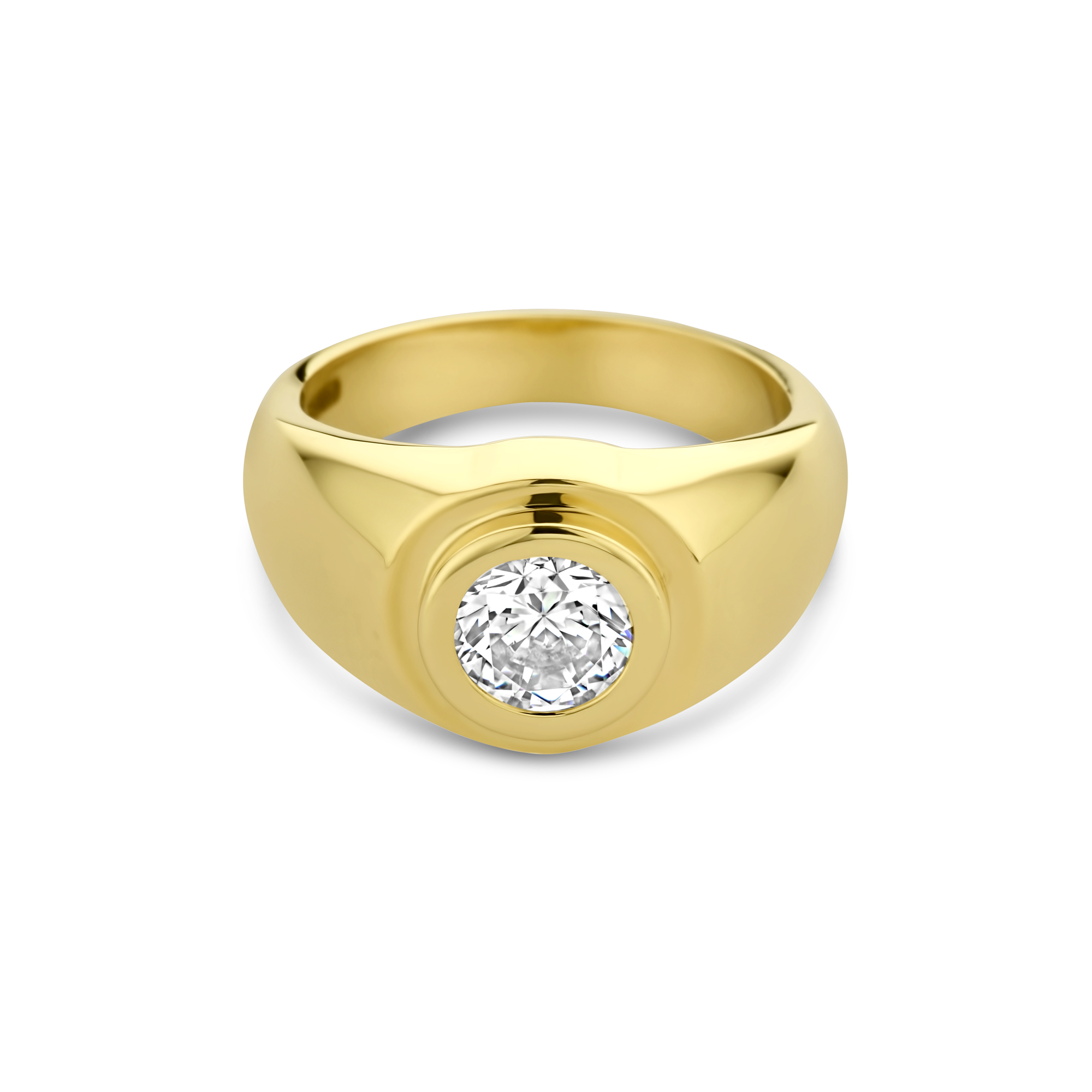 Geel gouden ring gezet met zirkonia