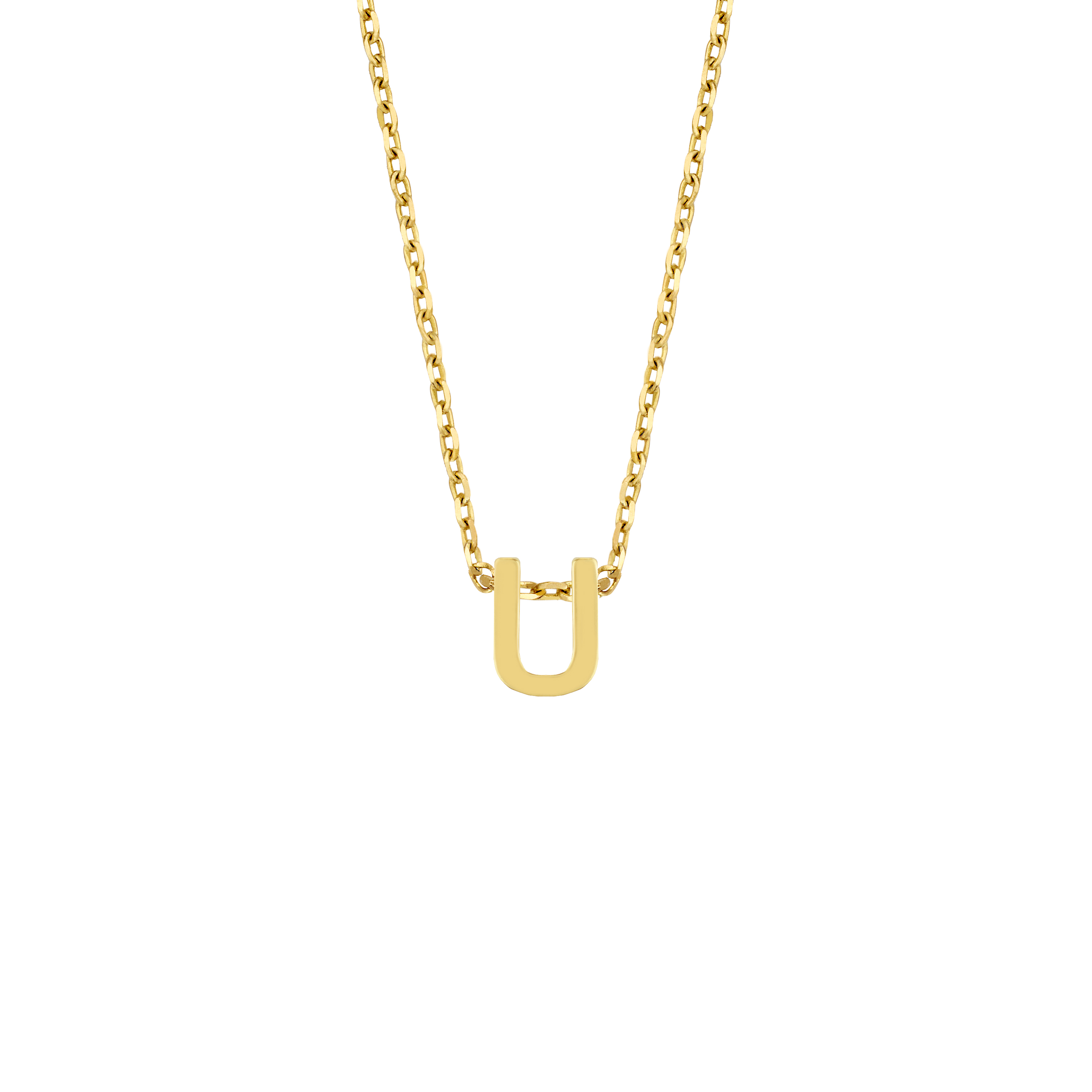 Geelgoud collier met de letter 'U'