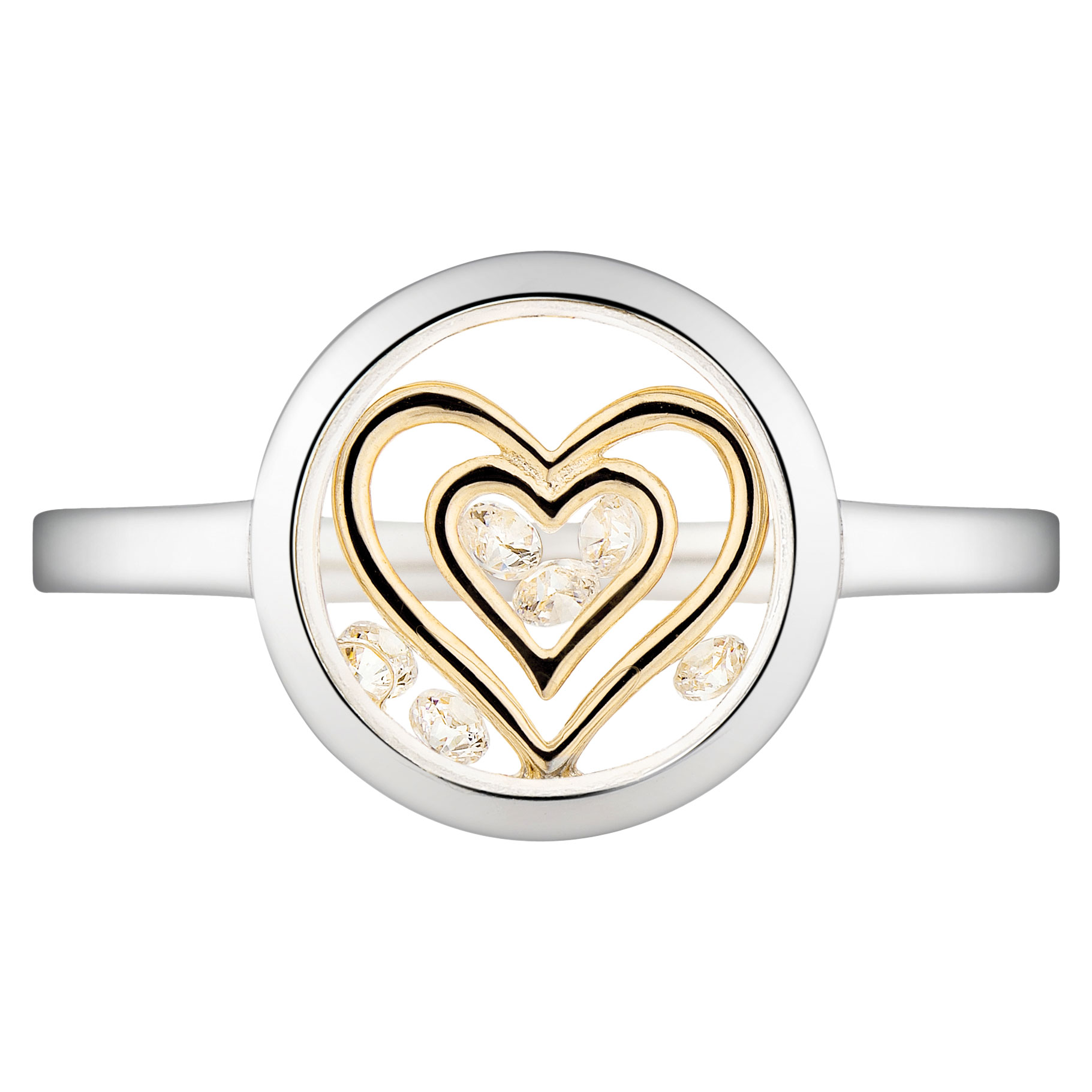 Zilveren ring Double Heart R4695-YCZ