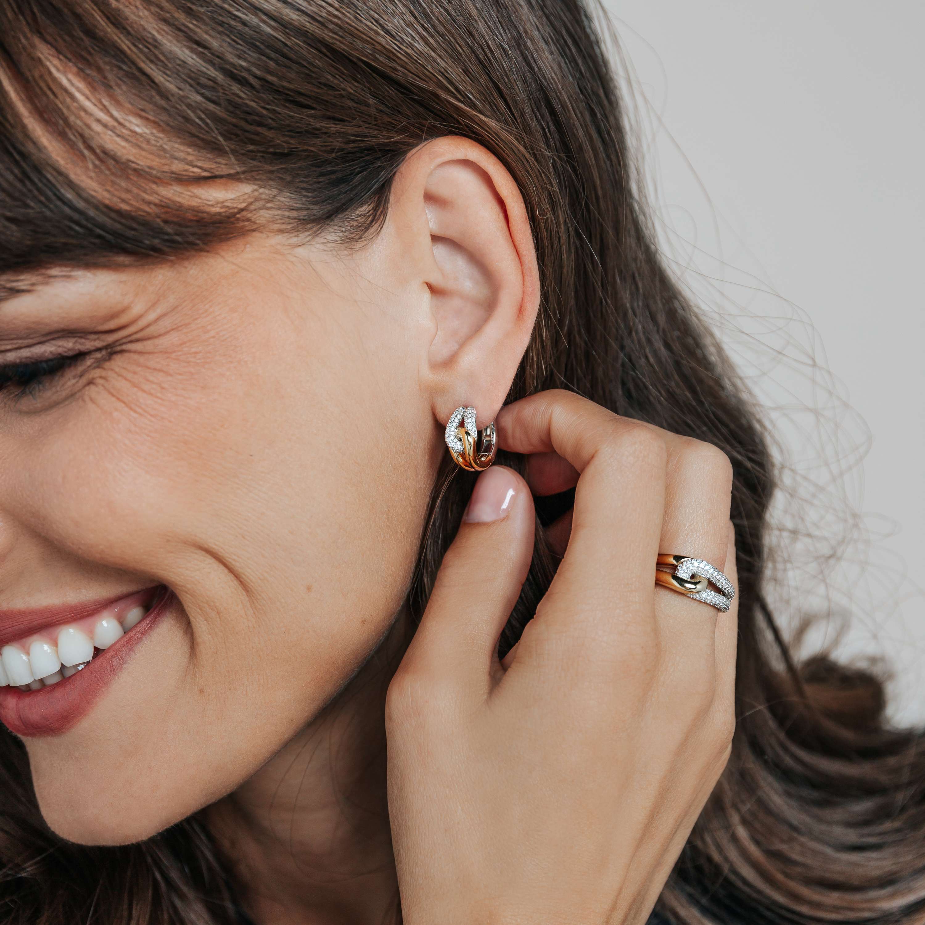 Oorringen gold plated met zirkonia - 78033ZY