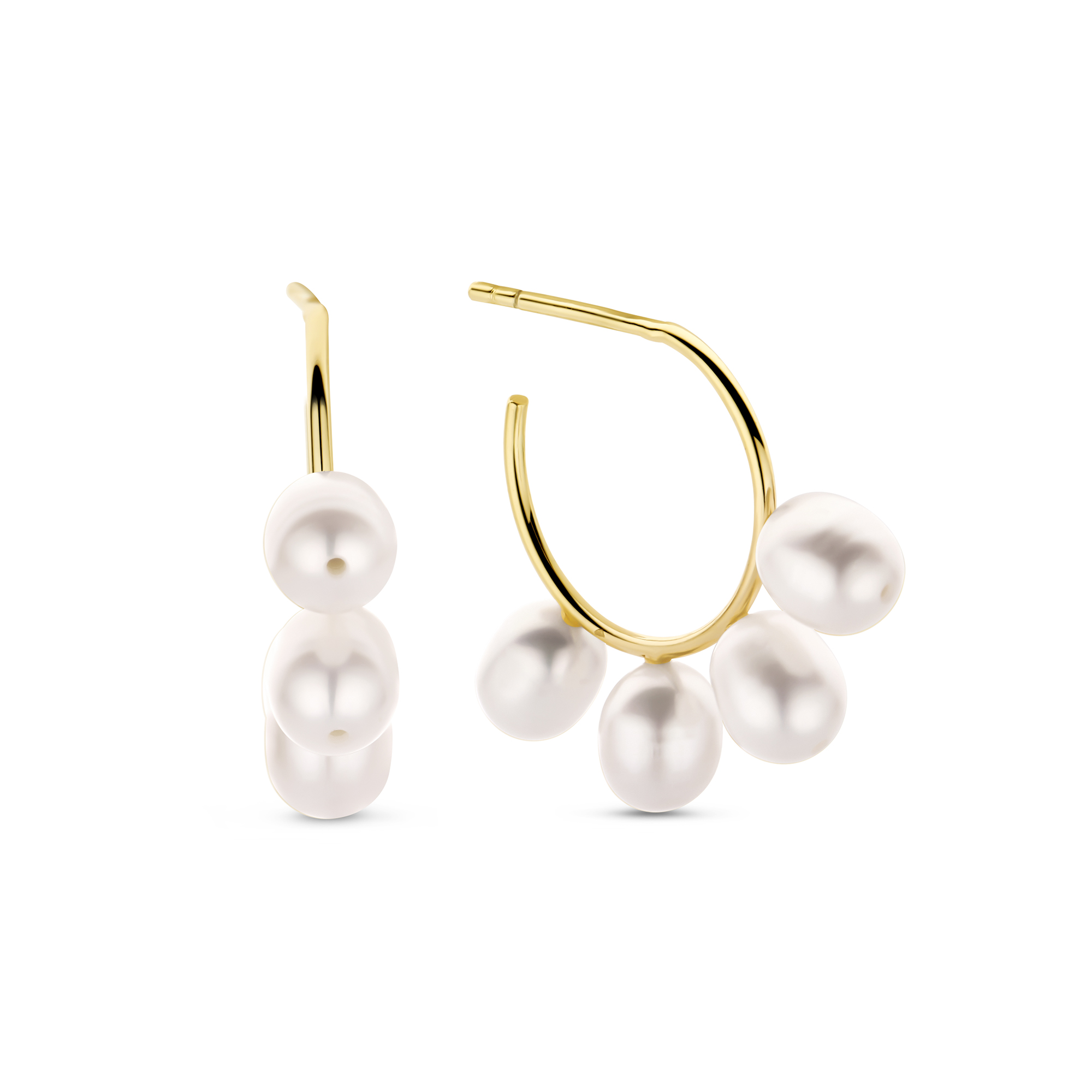 Oorringen van gold plated  met parels 213A0183