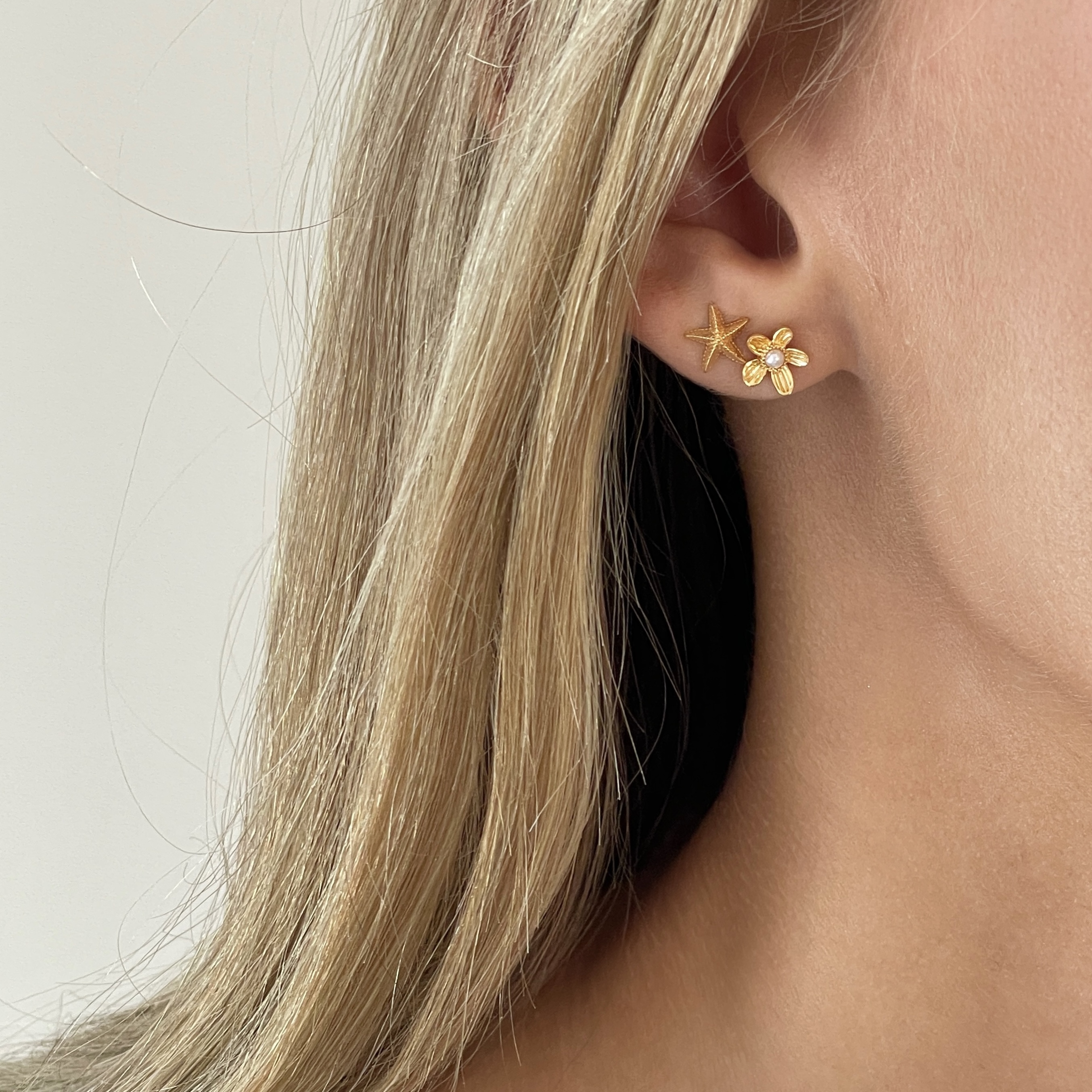 Oorknoppen van gold plated  met parel 42464Y